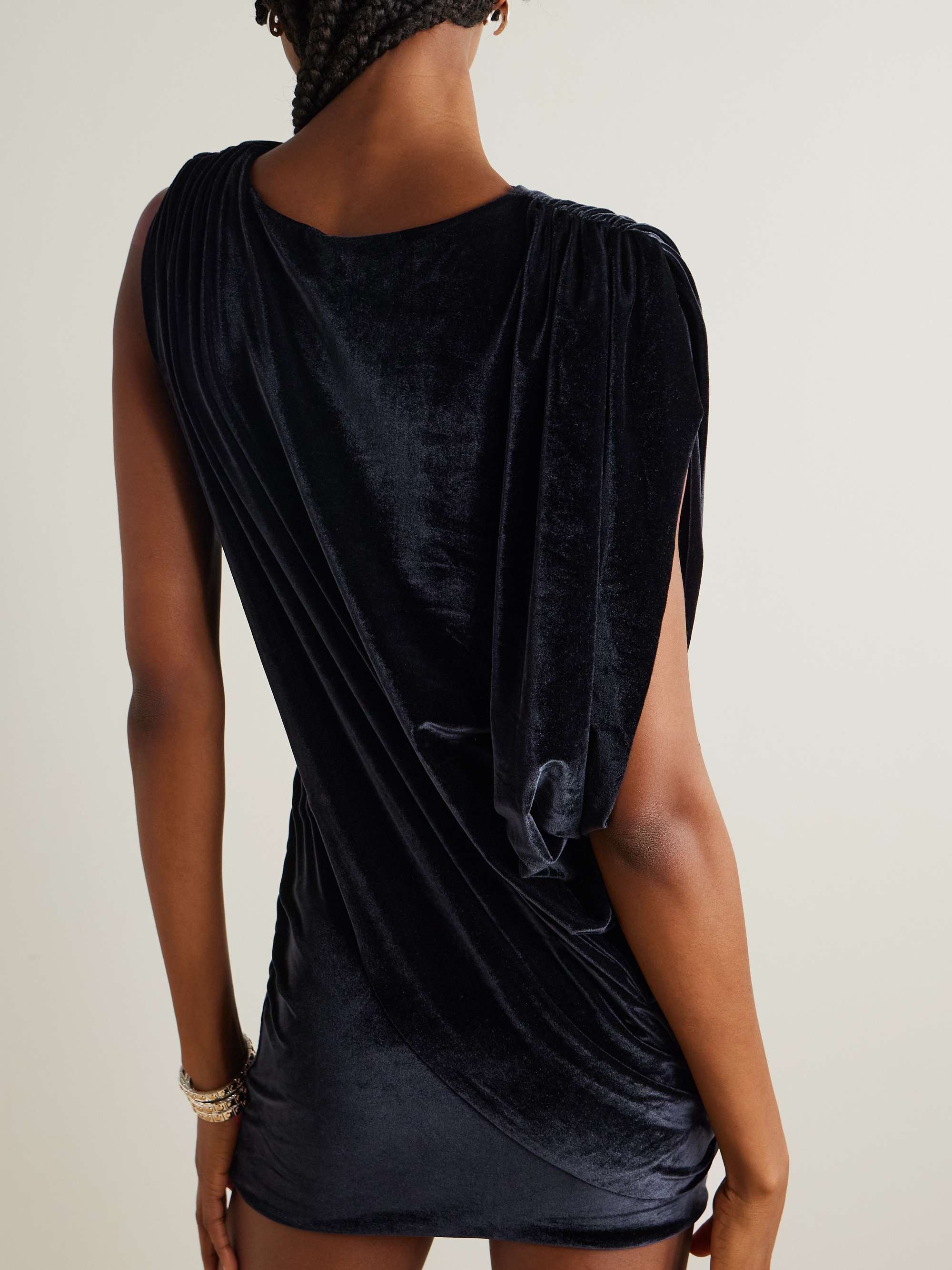 Ricaurte draped stretch-velvet mini dress view