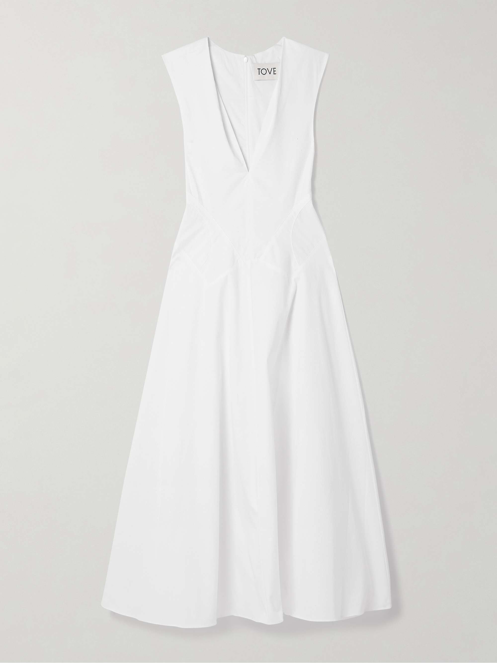 Anisa paneled cotton-poplin midi dress view
