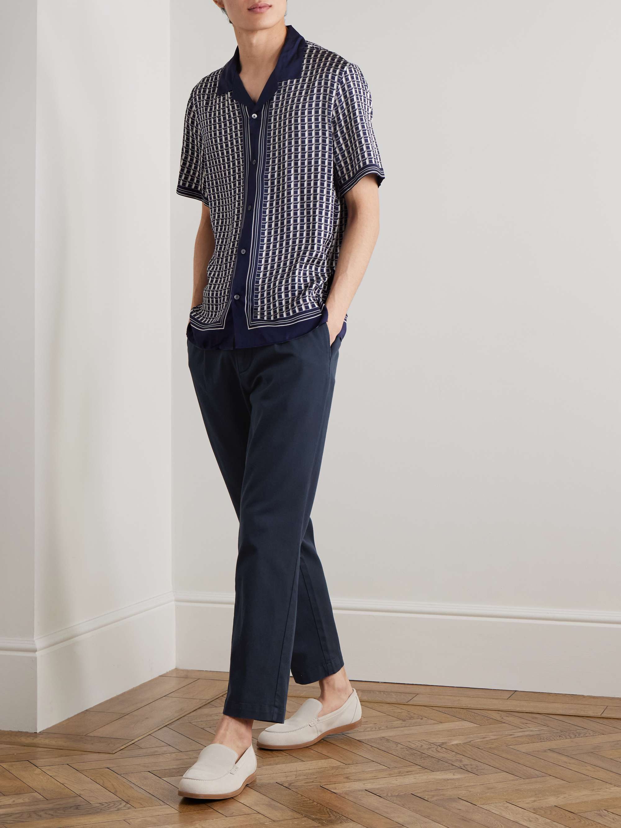 Daniel Tapered Pleated Stretch Organic Cotton-Twill Trousers view