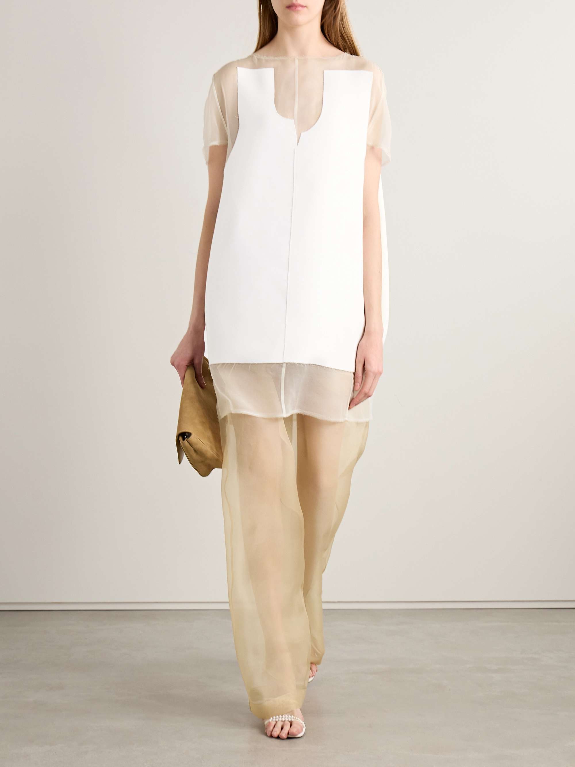 Winona paneled crepe and chiffon mini dress view