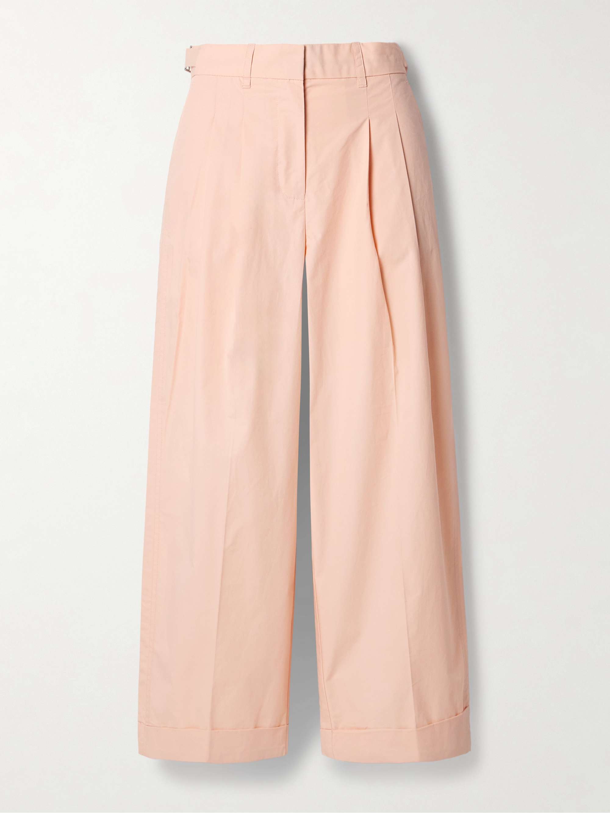 Kyle cropped pleated cotton-poplin wide-leg pants view