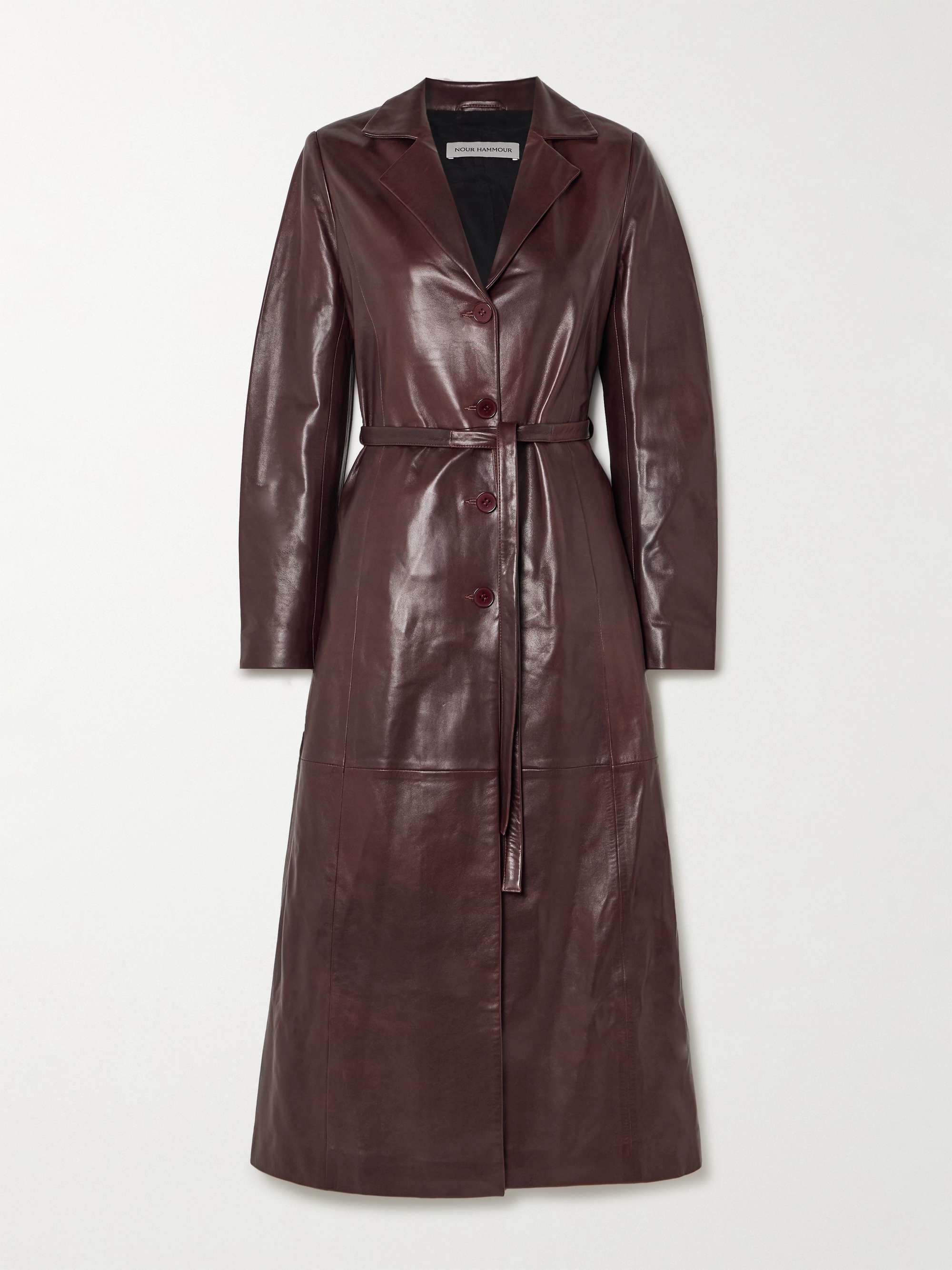 Tamara belted paneled leather coat view