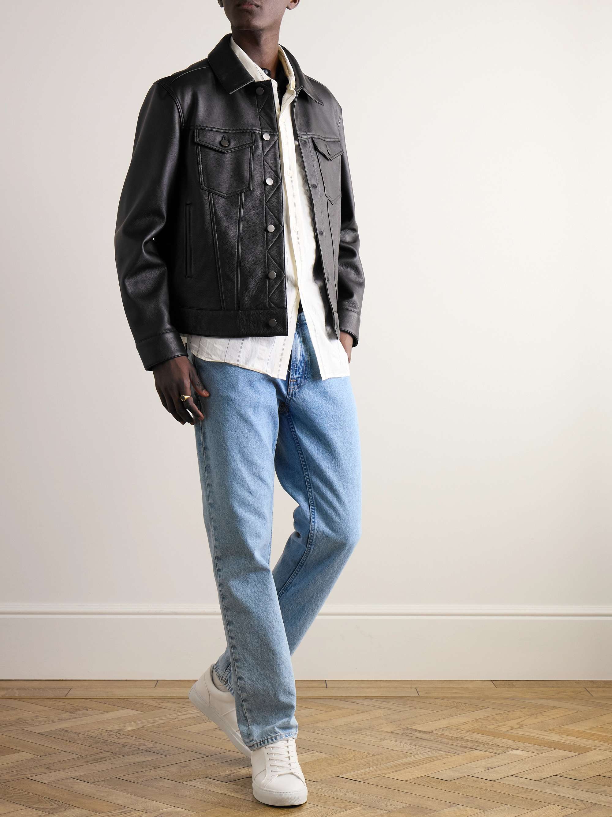 Full-Grain Leather Trucker Jacket view