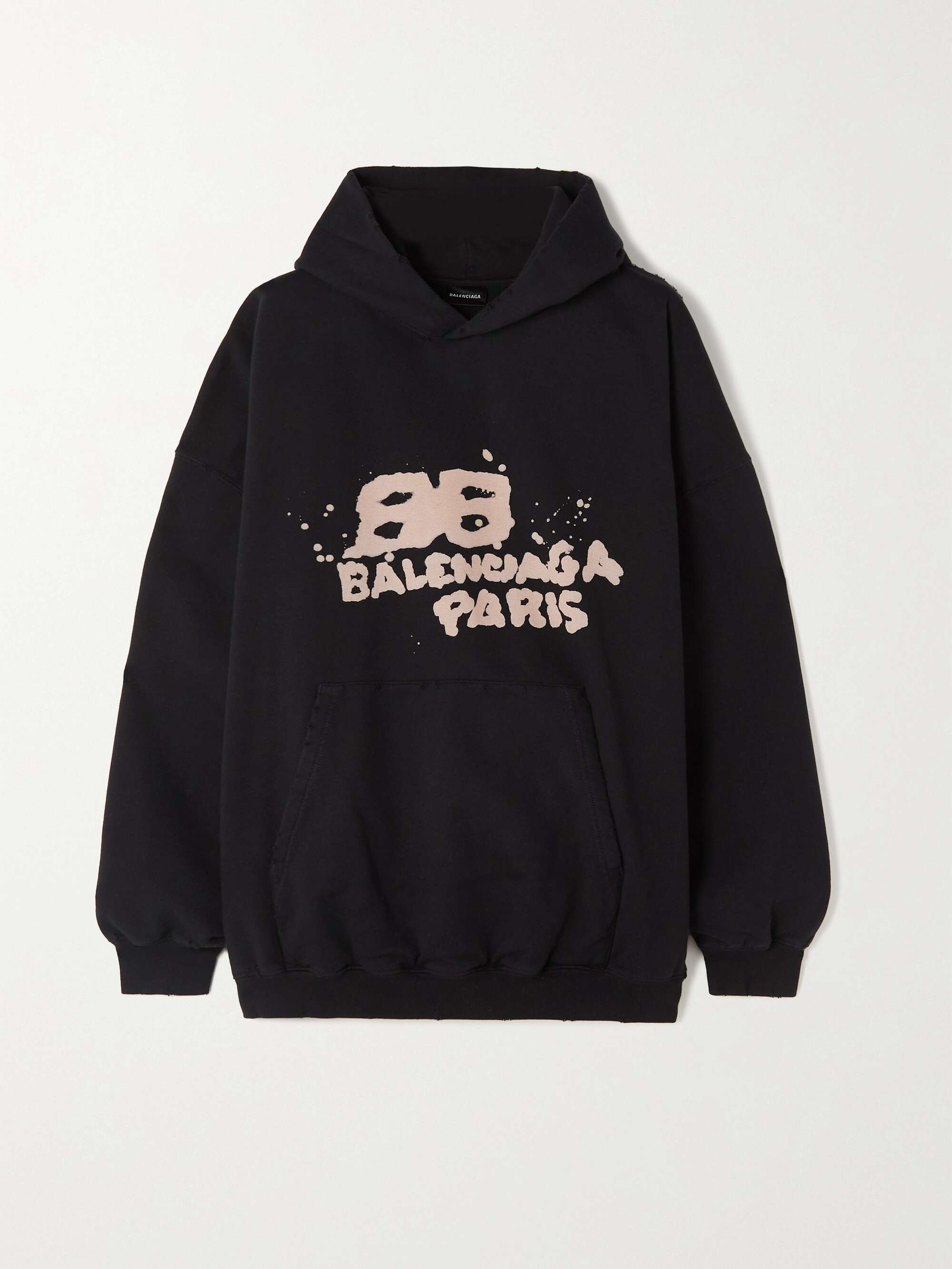 Oversized printed cotton-blend jersey hoodie view