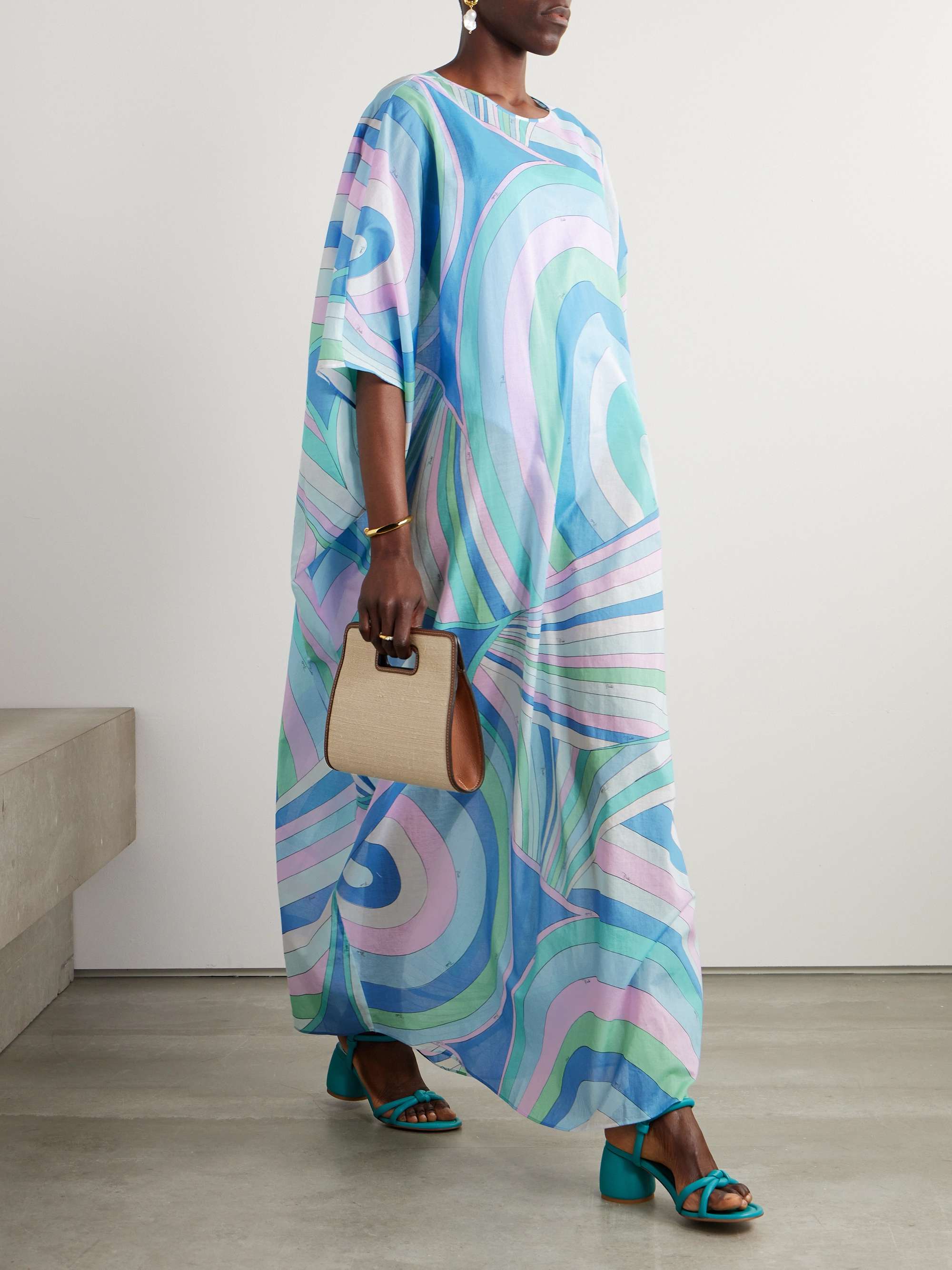 Printed cotton-muslin kaftan view