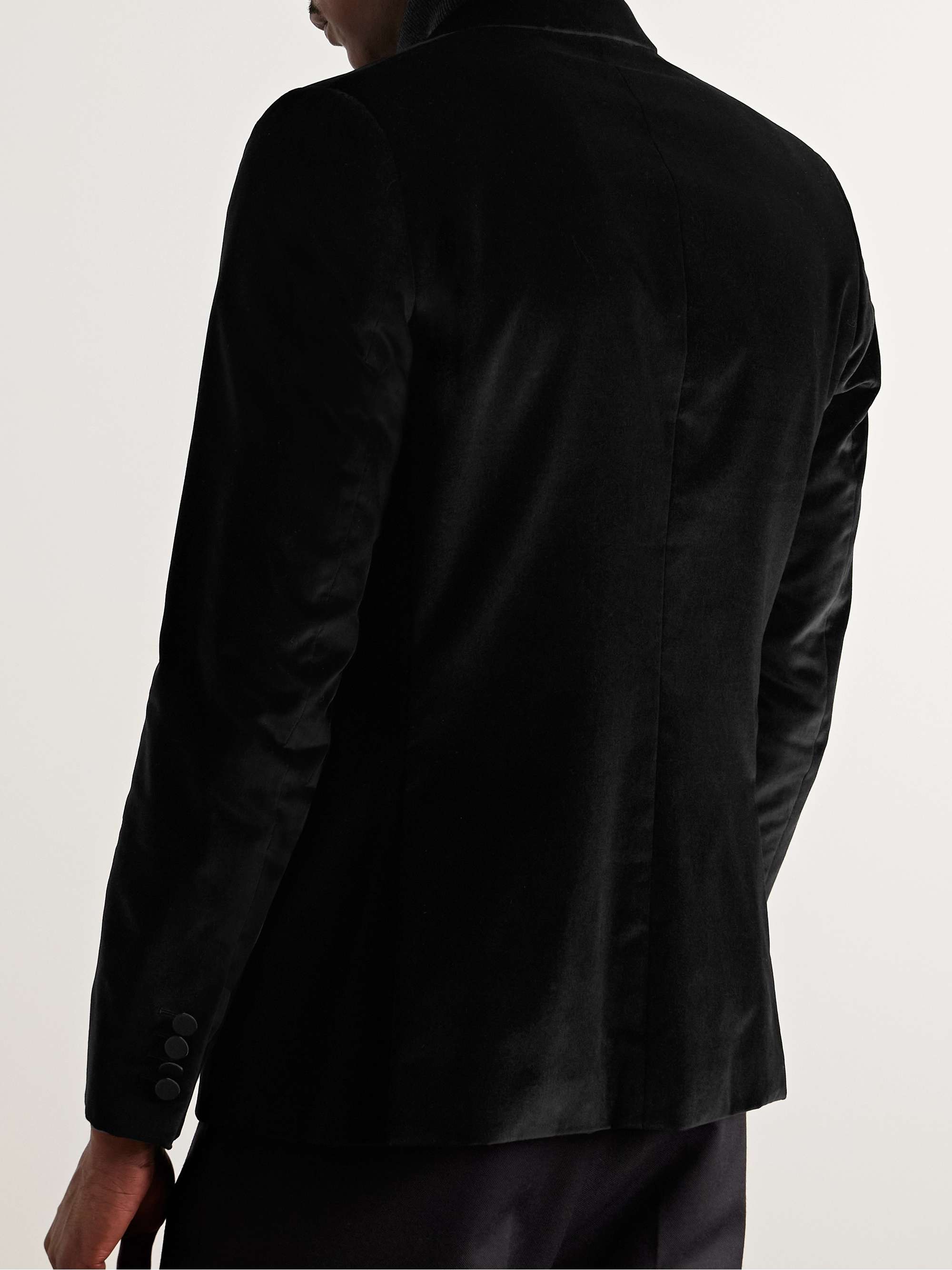 Slim-Fit Satin-Trimmed Cotton-Velvet Tuxedo Jacket view