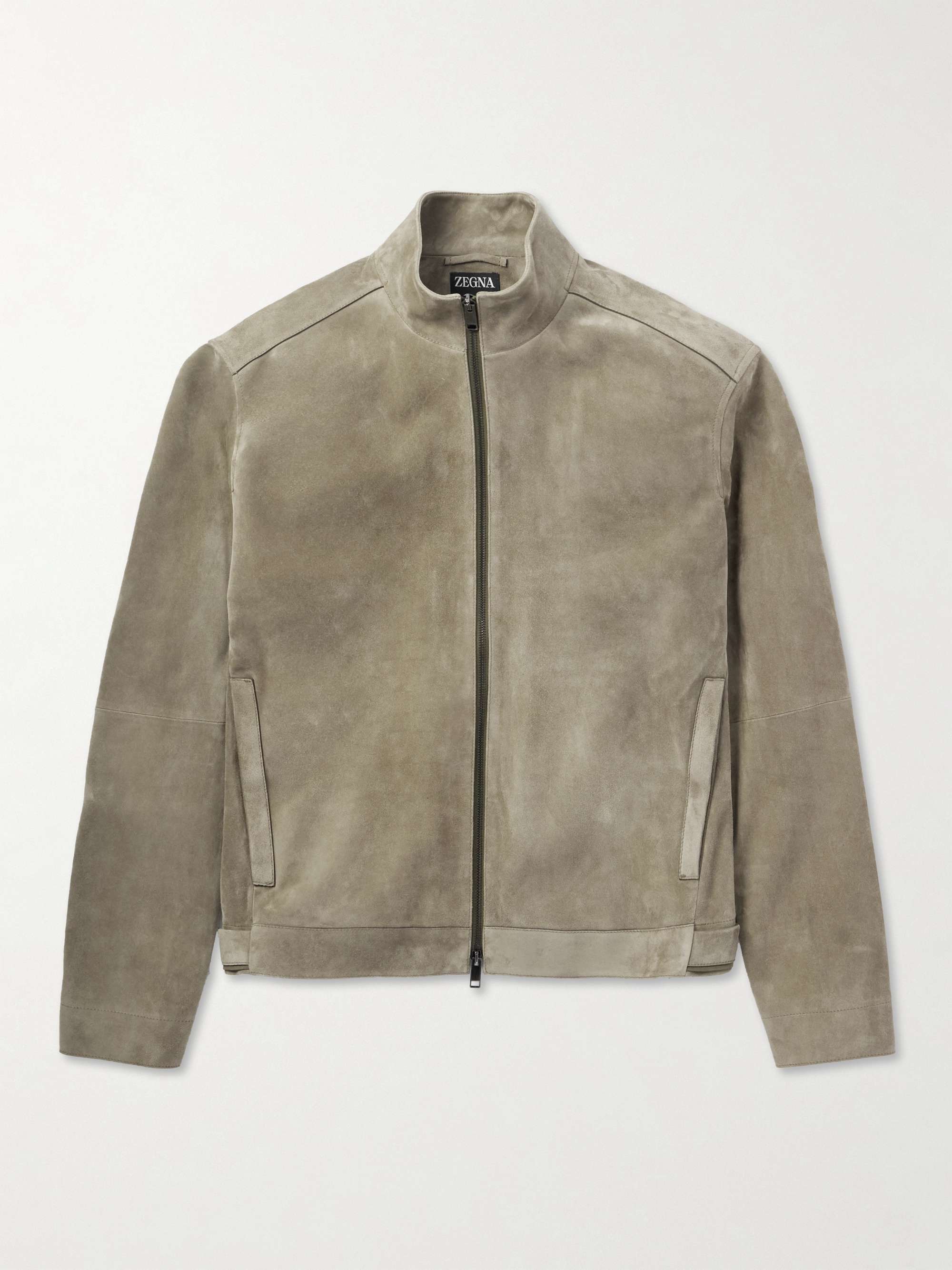 Slim-Fit Suede Biker Jacket view