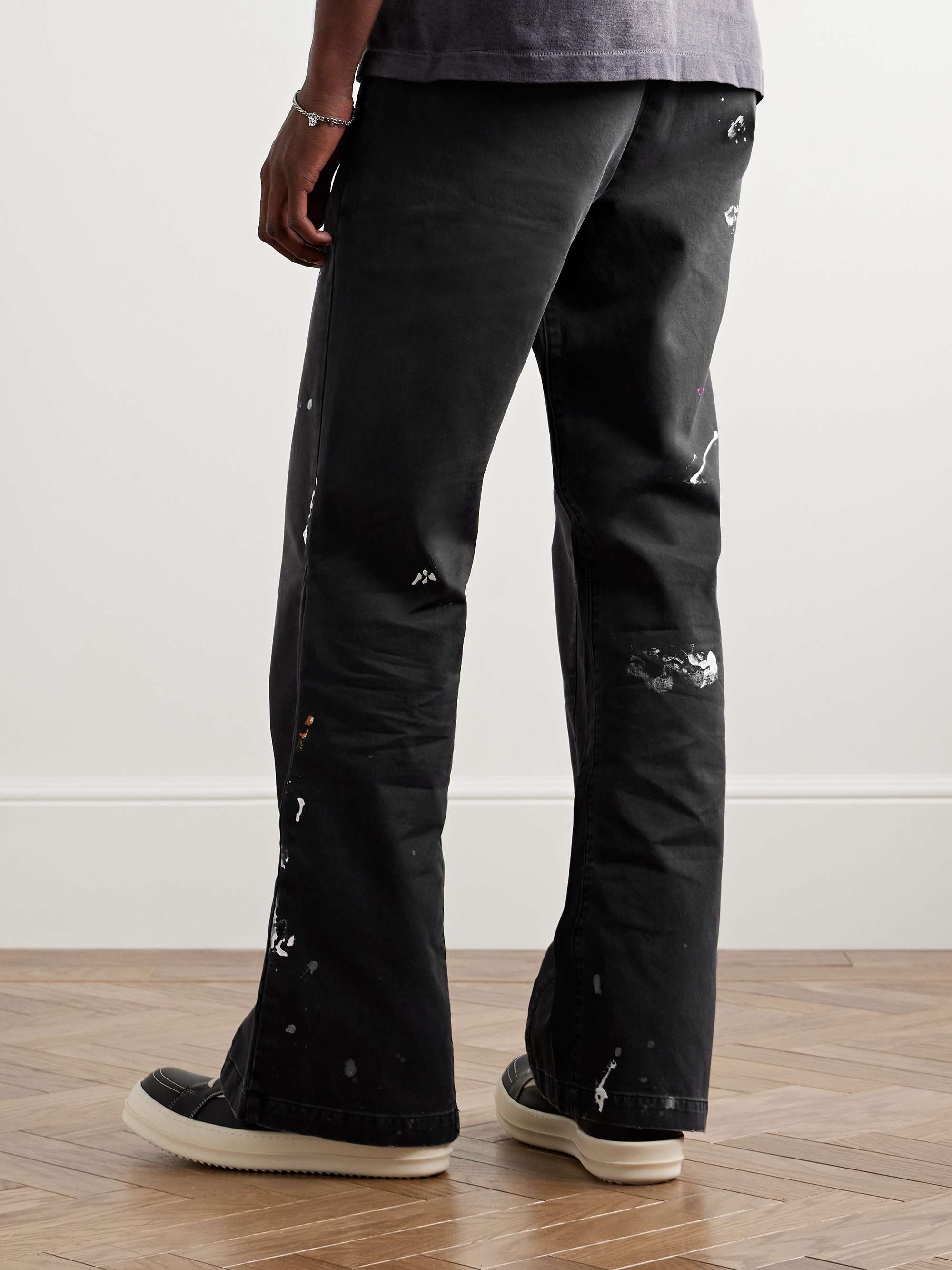 Slim-Fit Flared Paint-Splattered Jeans view