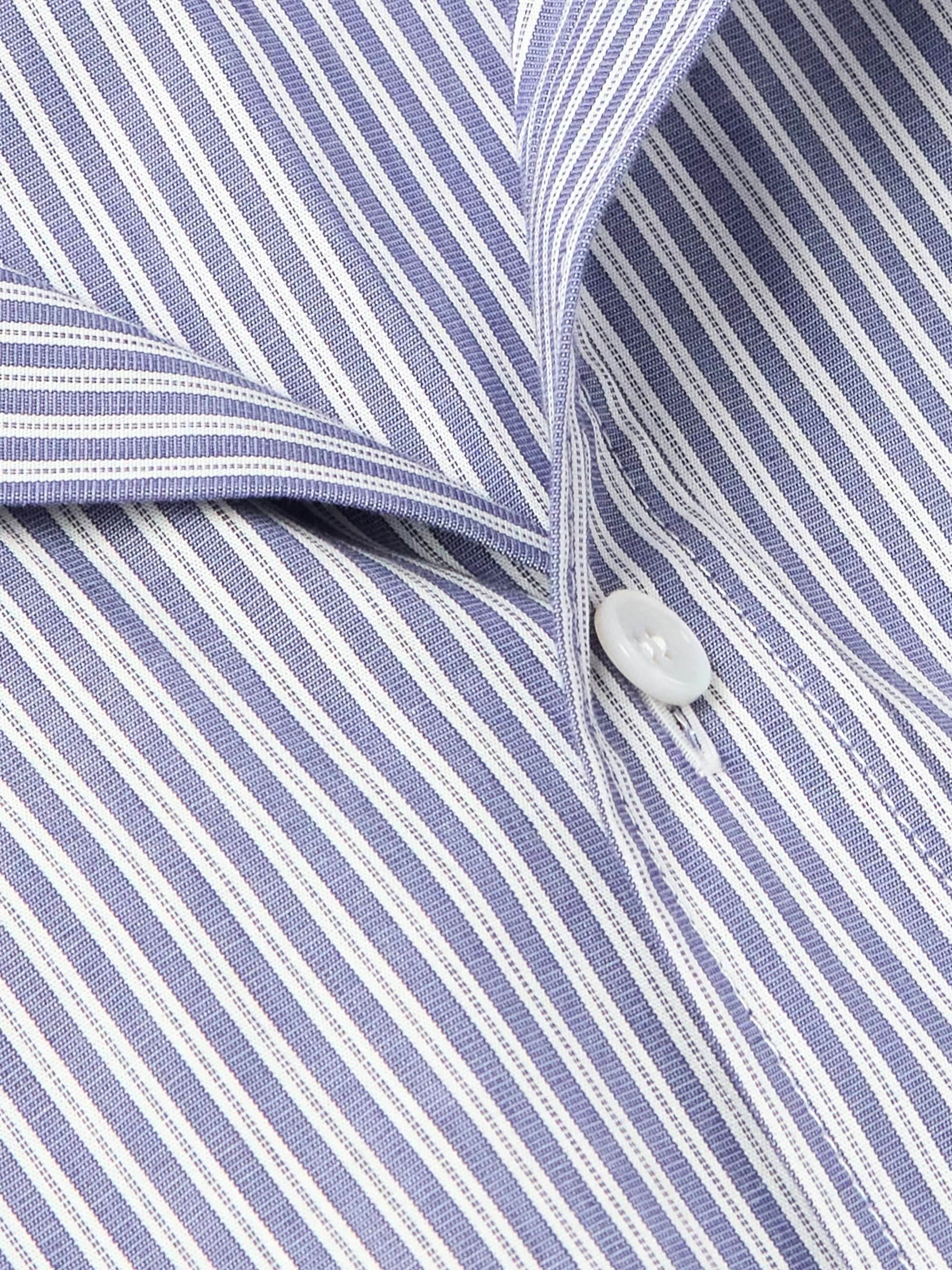 Slim-Fit Logo-Embroidered Striped Cotton Shirt view