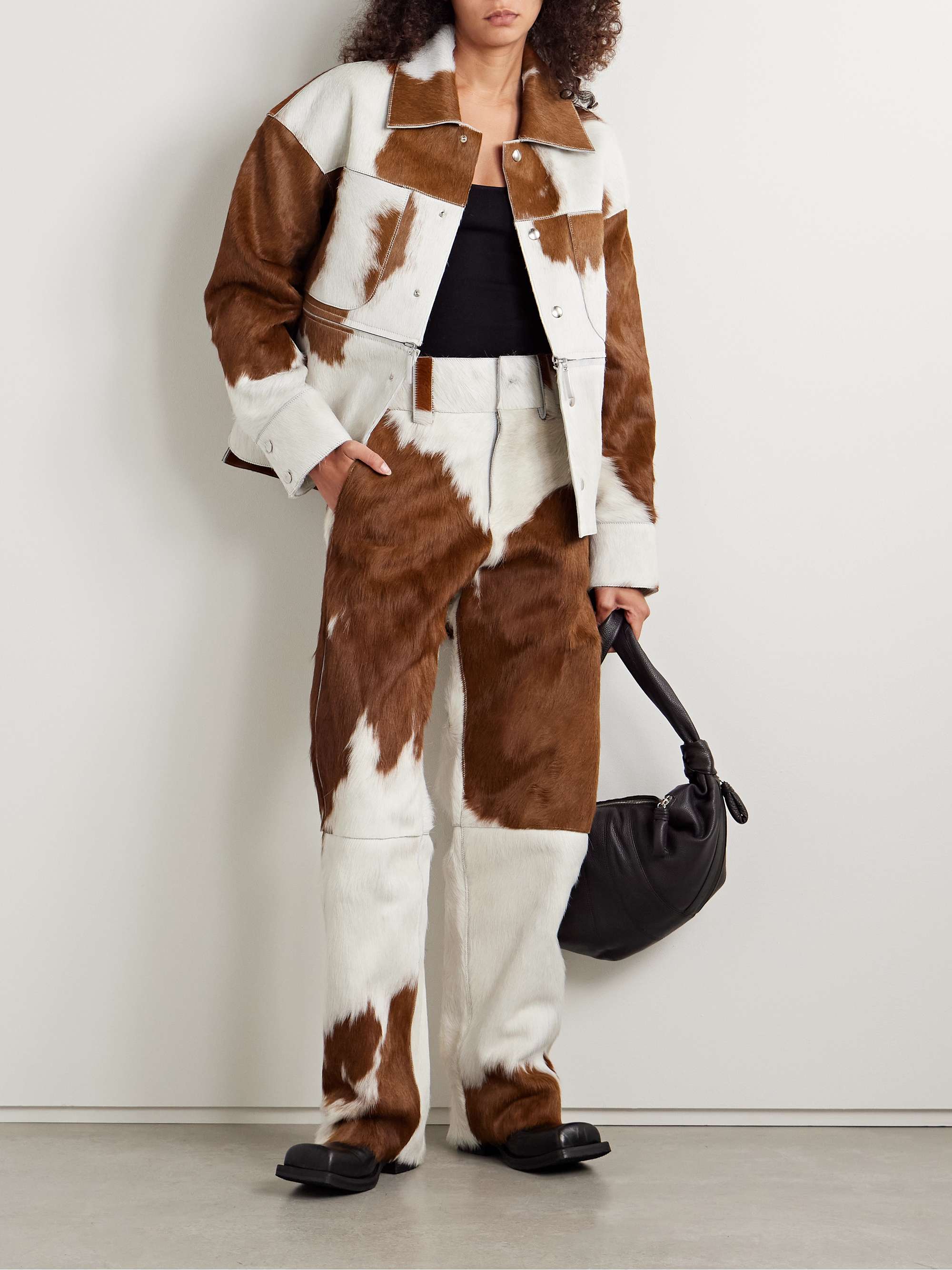 Highlands paneled calf hair wide-leg pants view