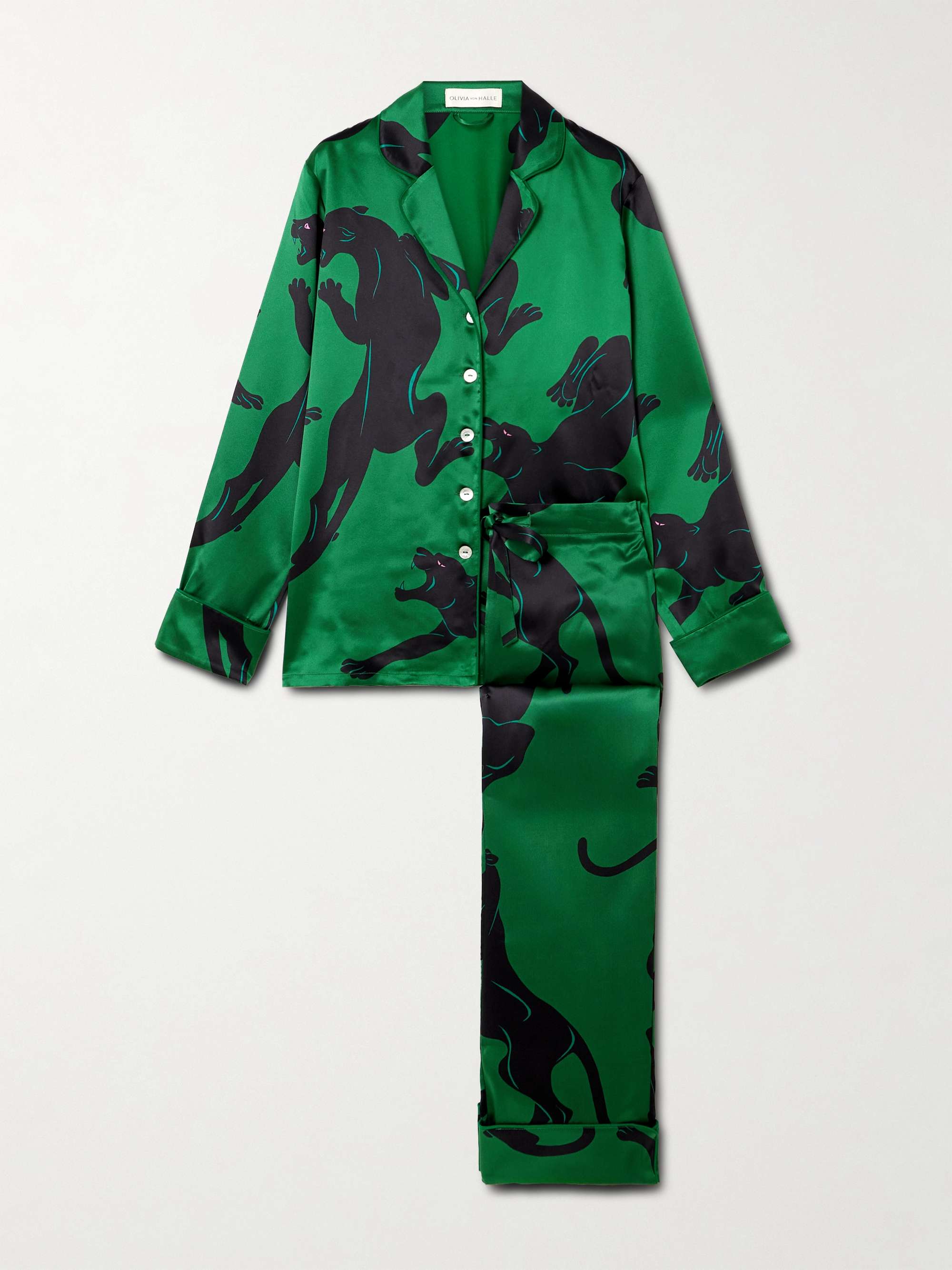 Lila printed silk-satin pajama set view