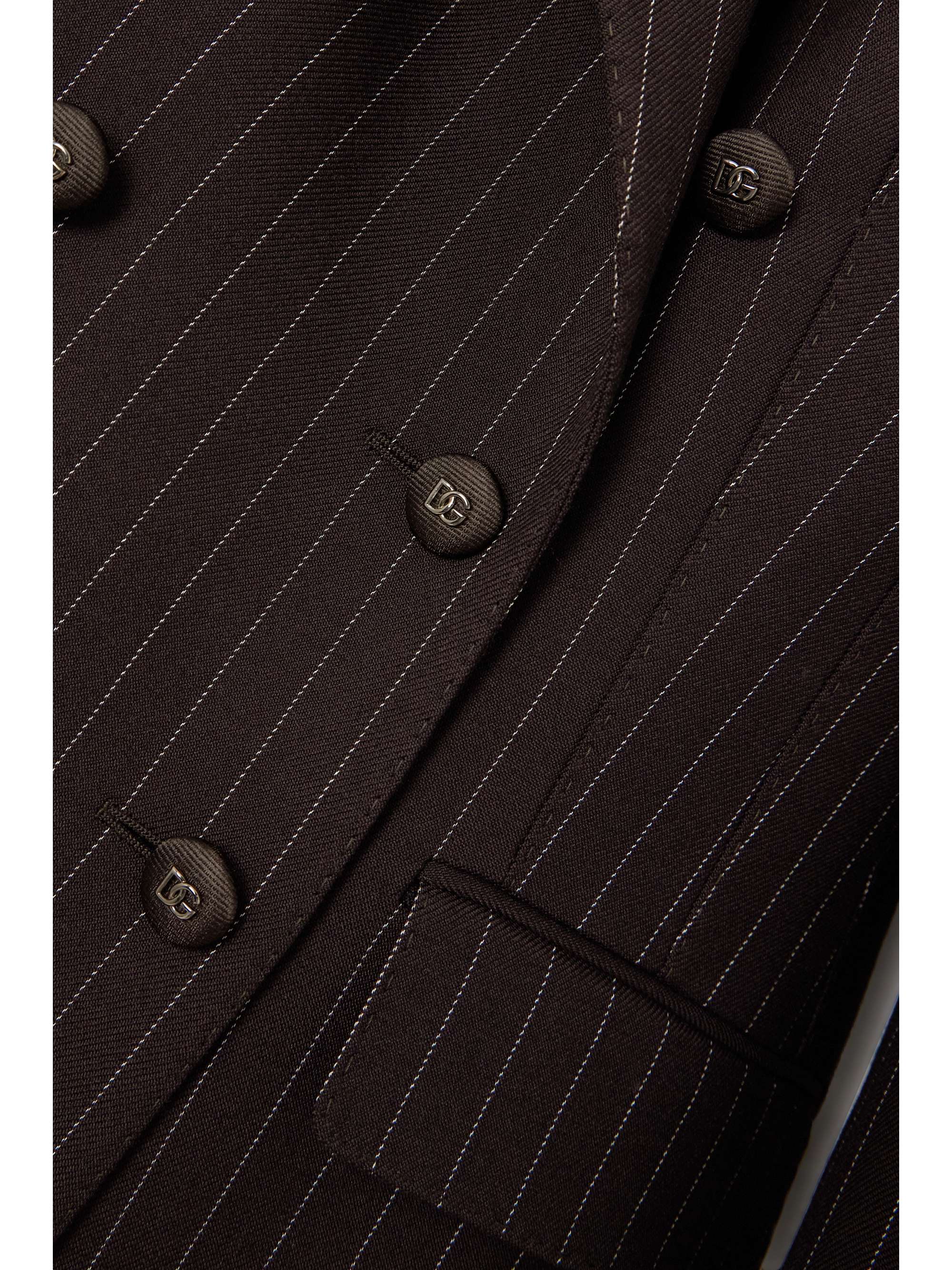 Pinstriped double-breasted wool-twill blazer view