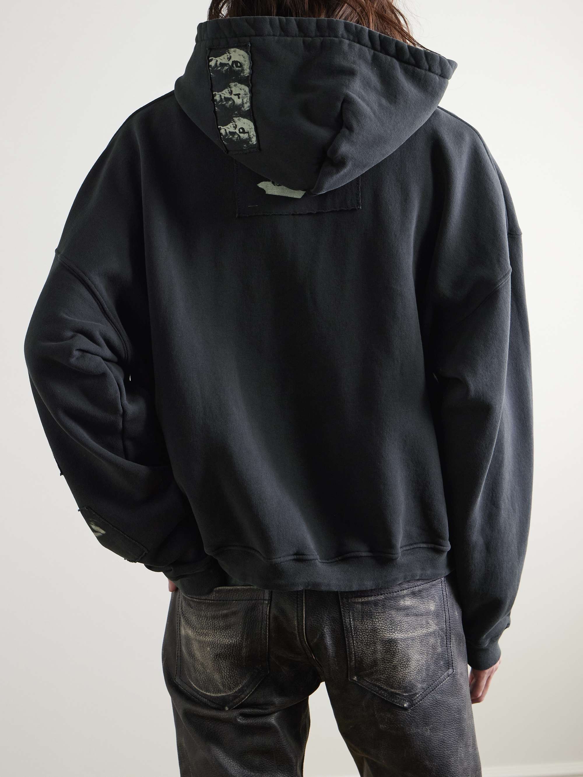 Printed Patchwork Cotton-Jersey Hoodie view