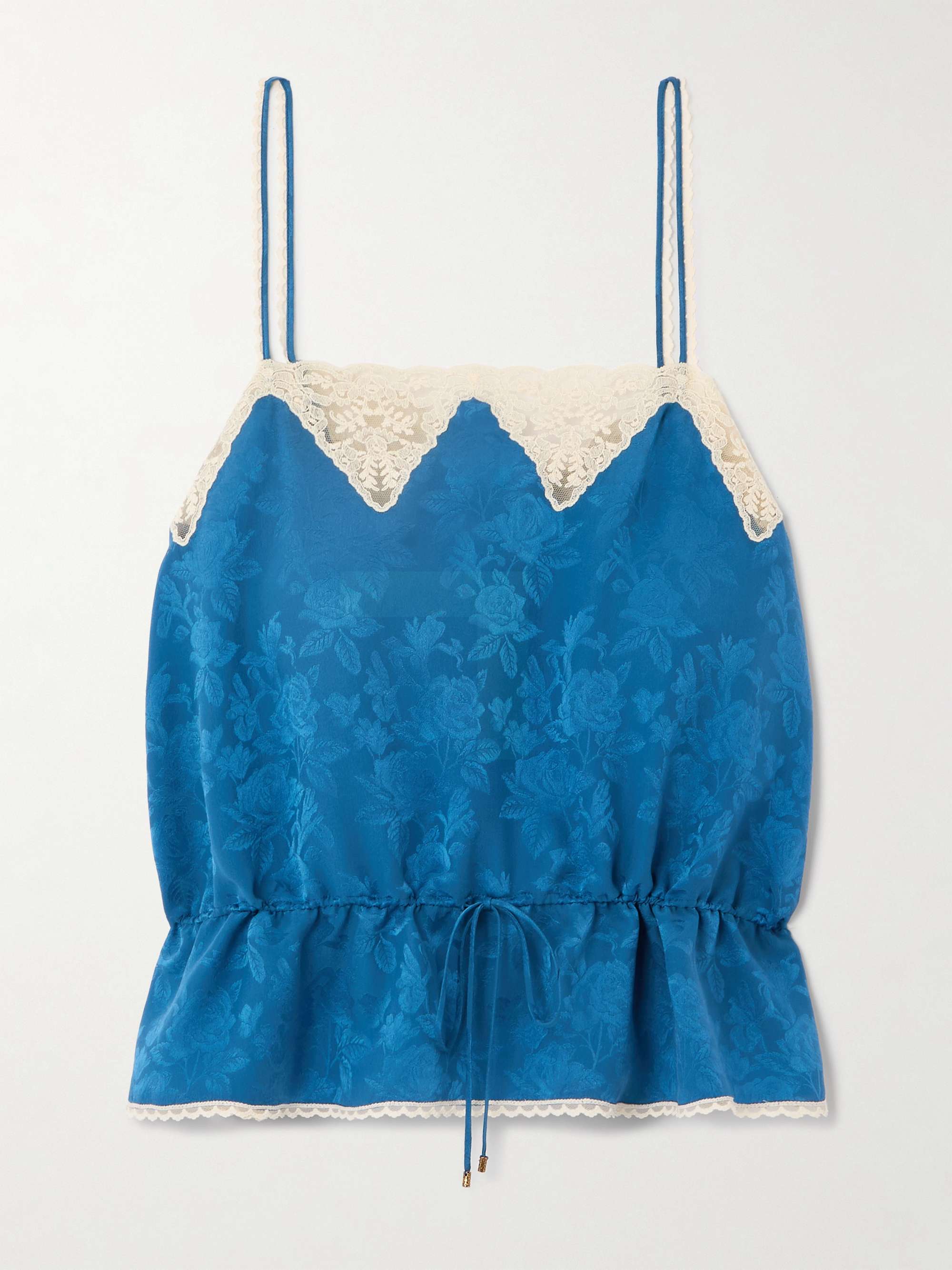 Lace-trimmed silk-jacquard camisole view