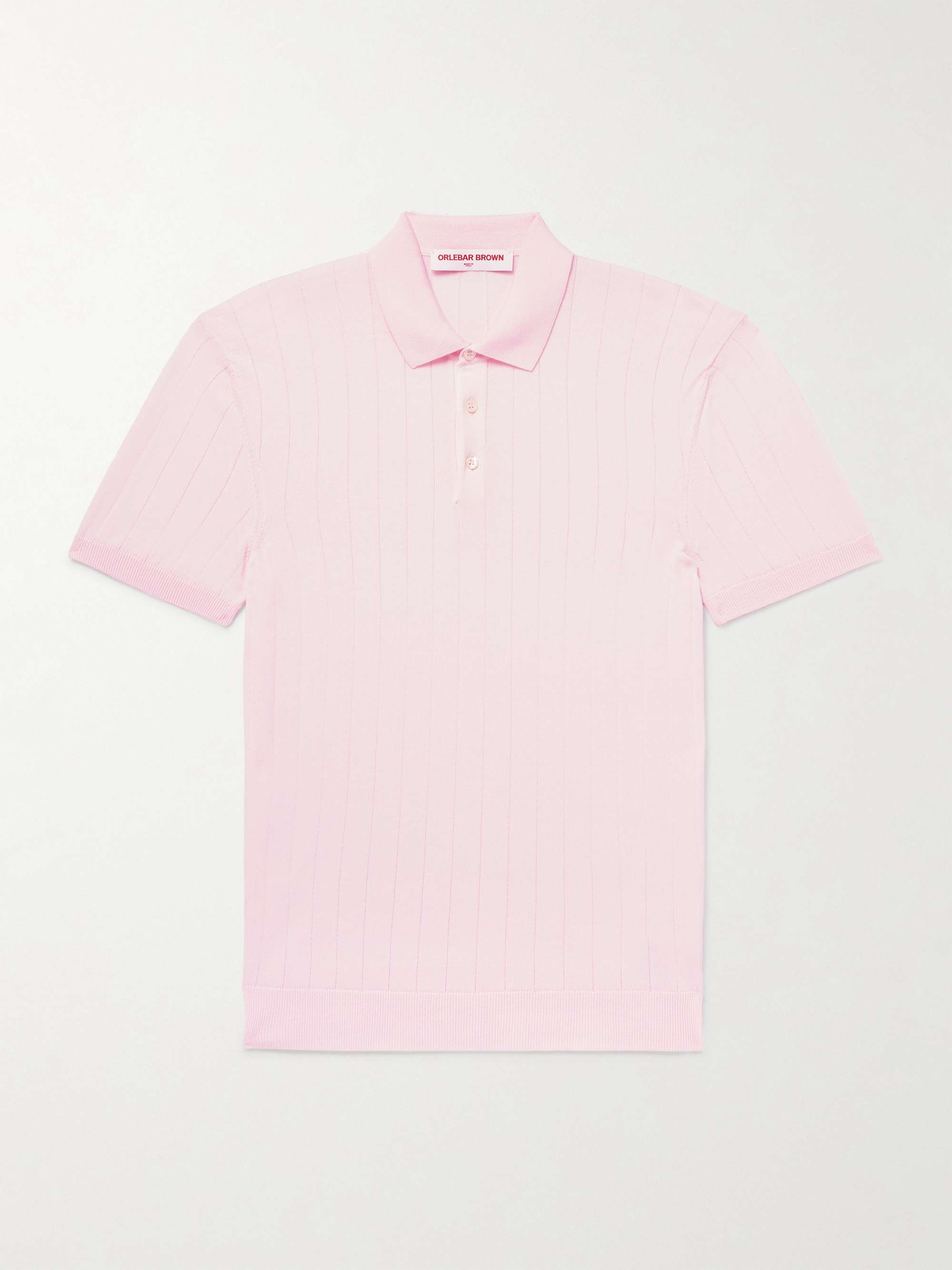 Burnham Slim-Fit Ribbed Organic Cotton Polo Shirt view