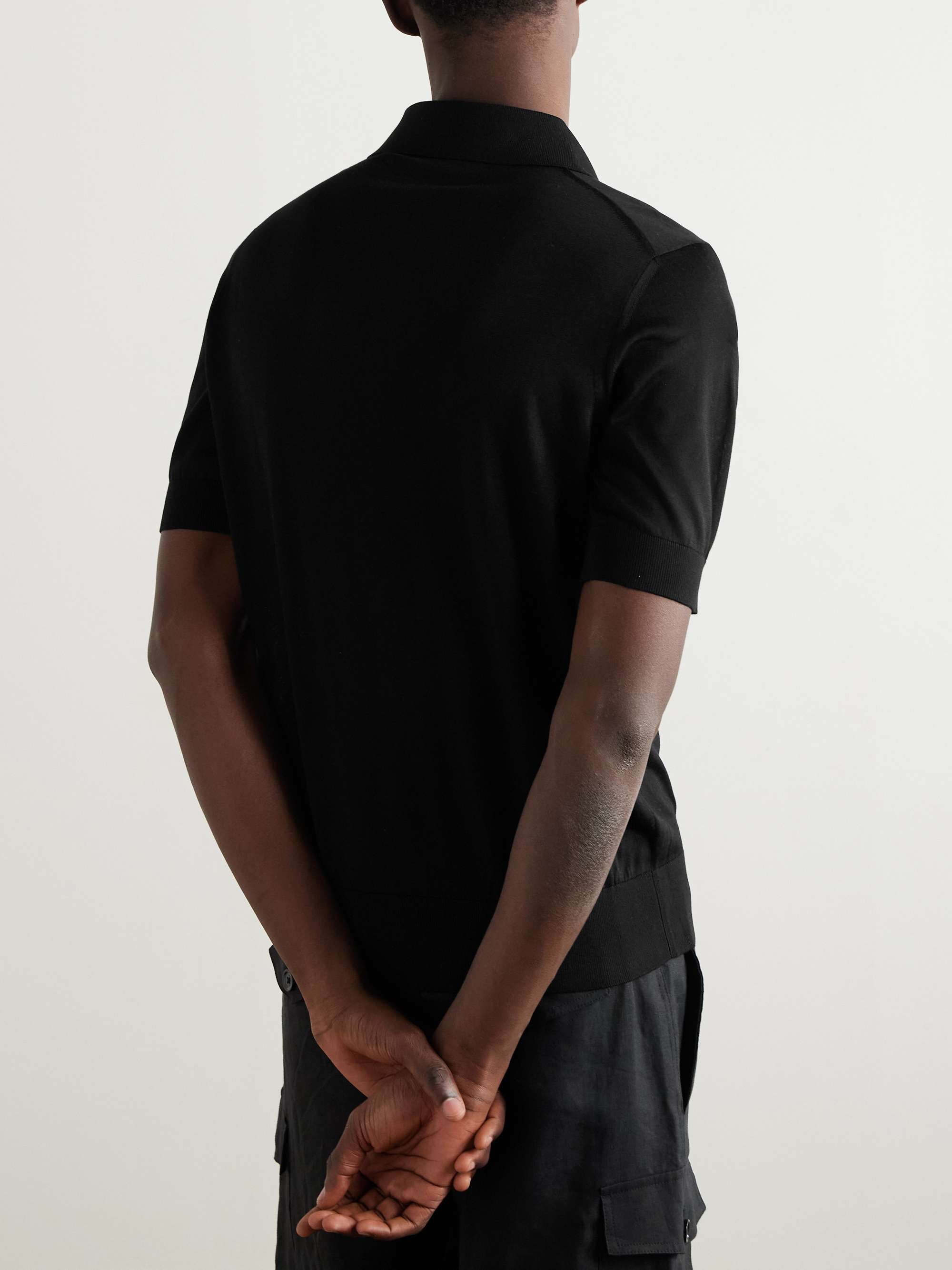 Logo-Embroidered Silk Polo Shirt view