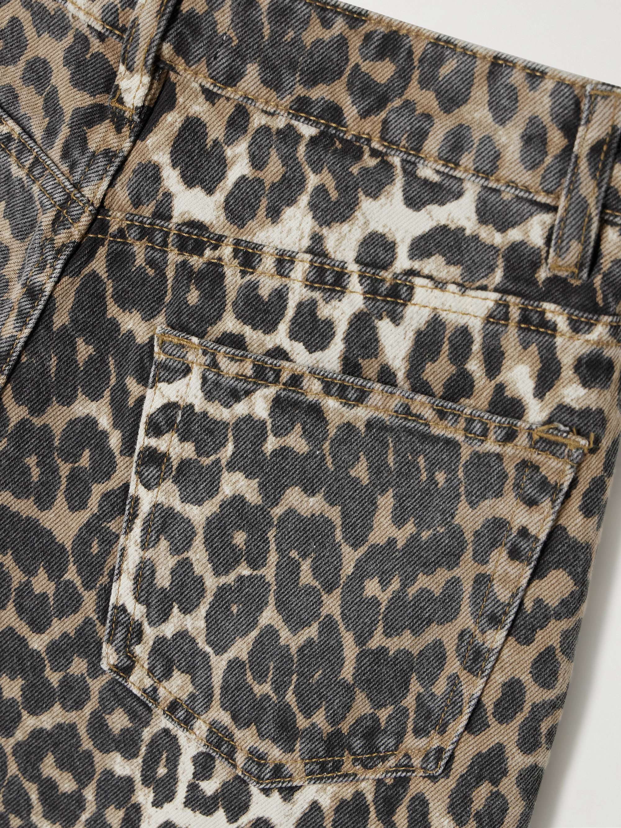 Leopard-print high-rise tapered jeans view