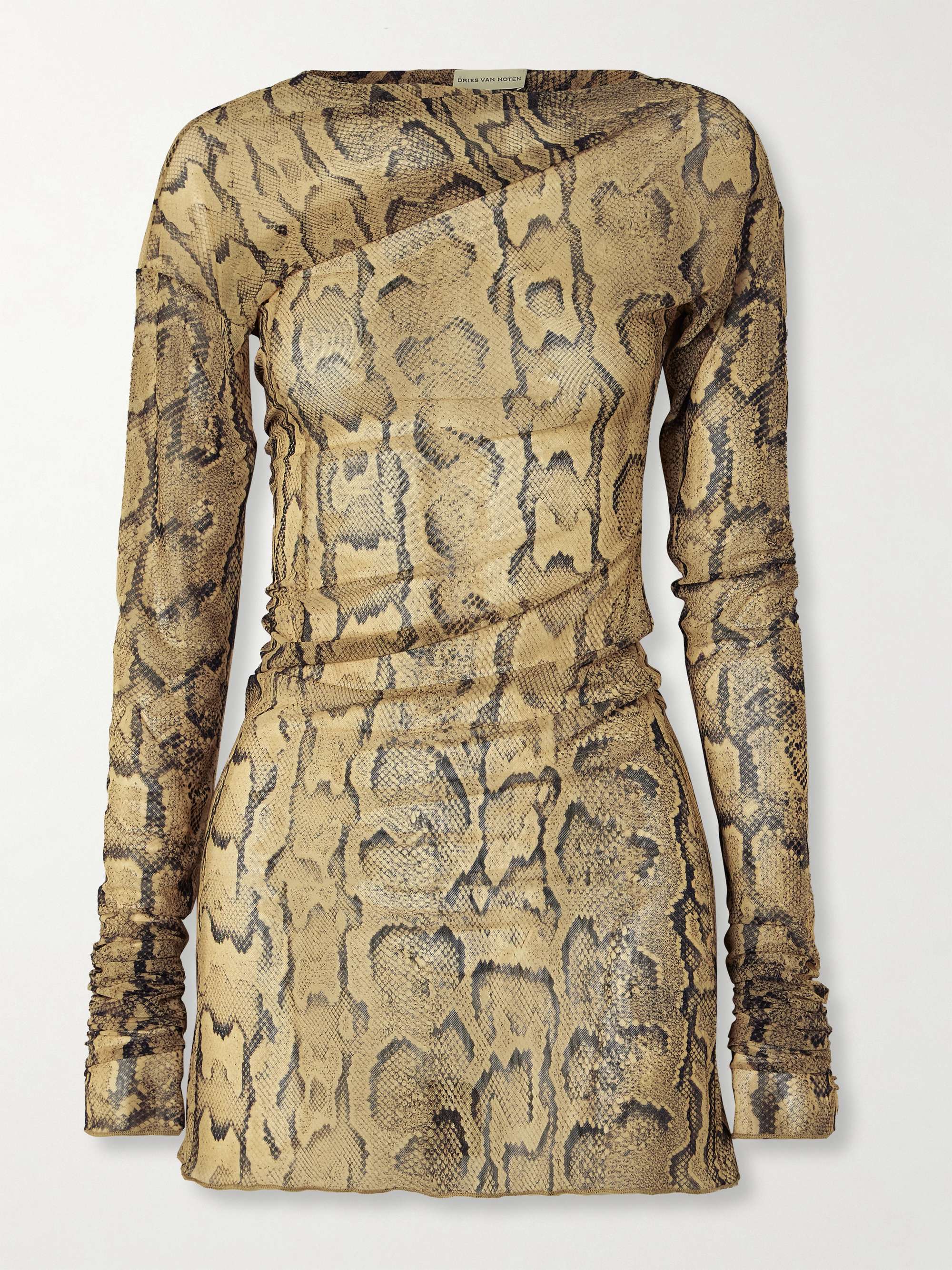 Asymmetric snake-print stretch-mesh T-shirt view