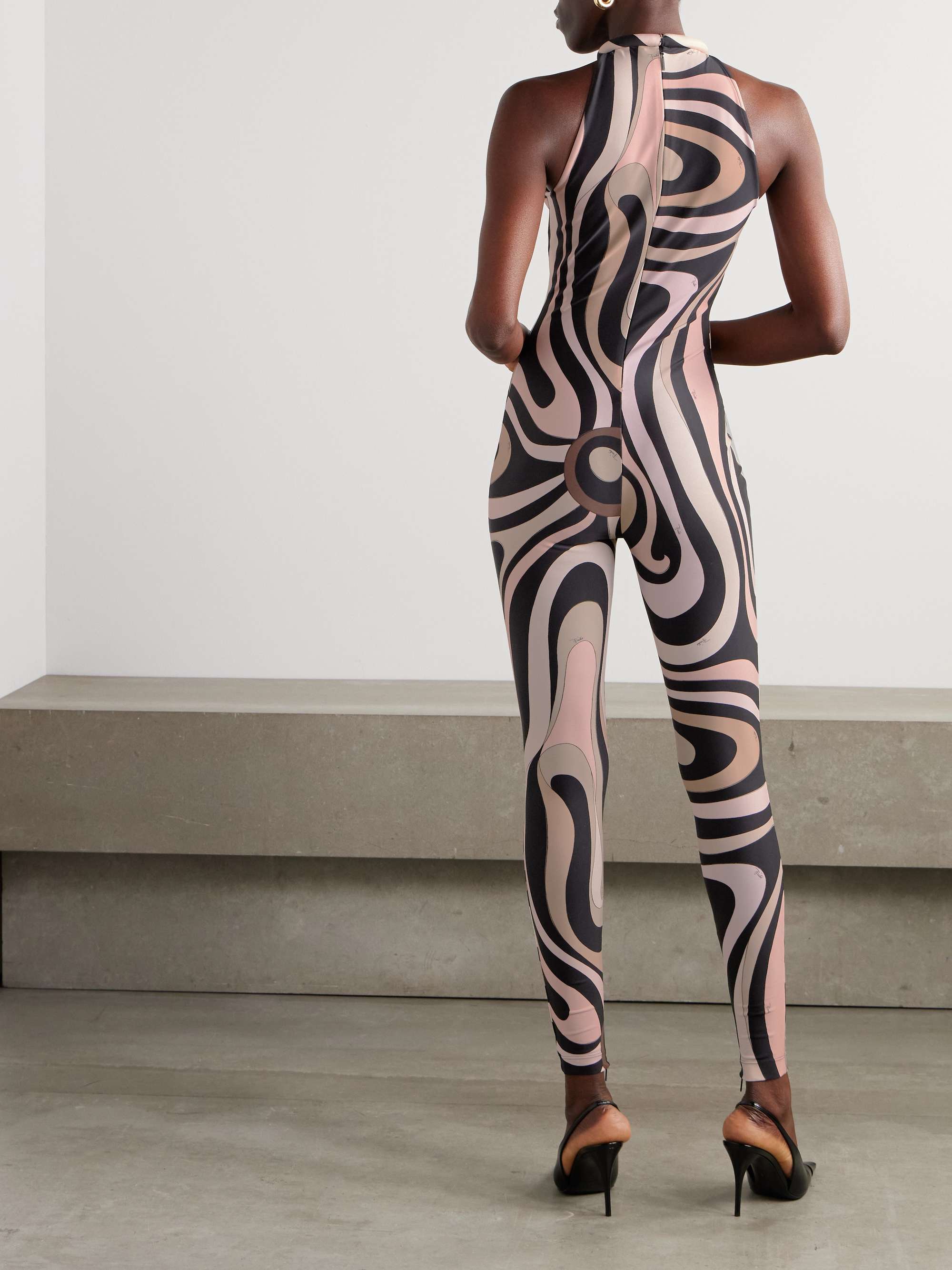 Printed stretch-jersey halterneck jumpsuit view