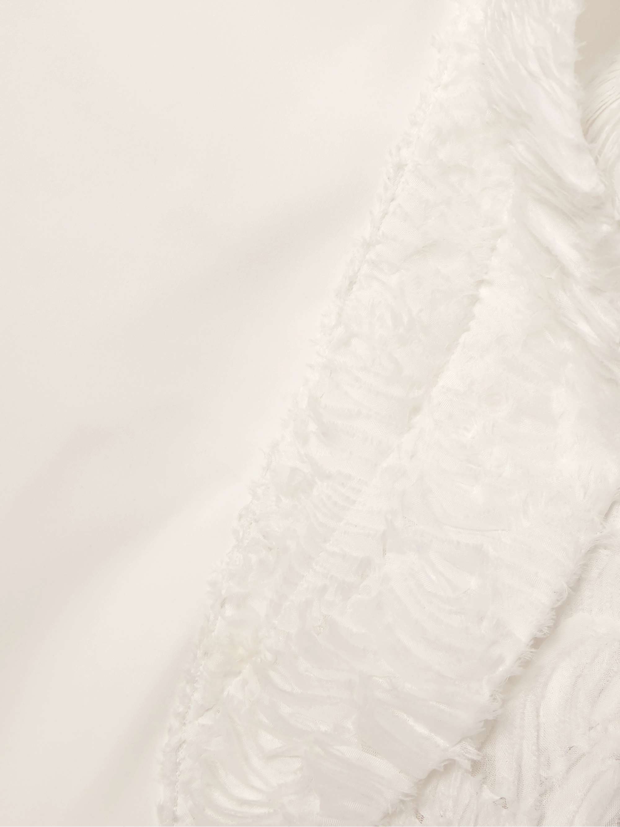 Wishing asymmetric ruffled tulle-trimmed crepe gown view