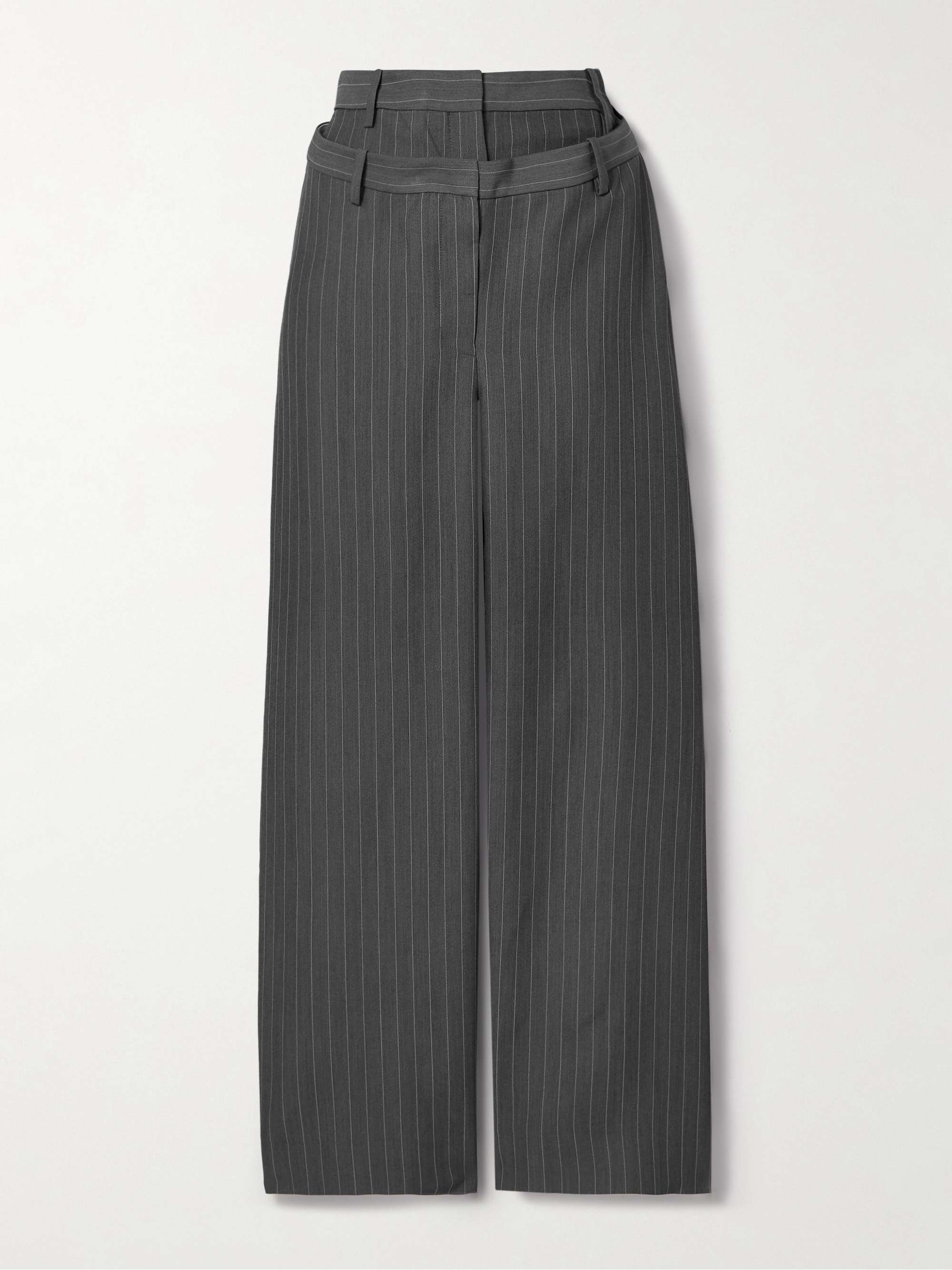 Layered pinstriped twill wide-leg pants view