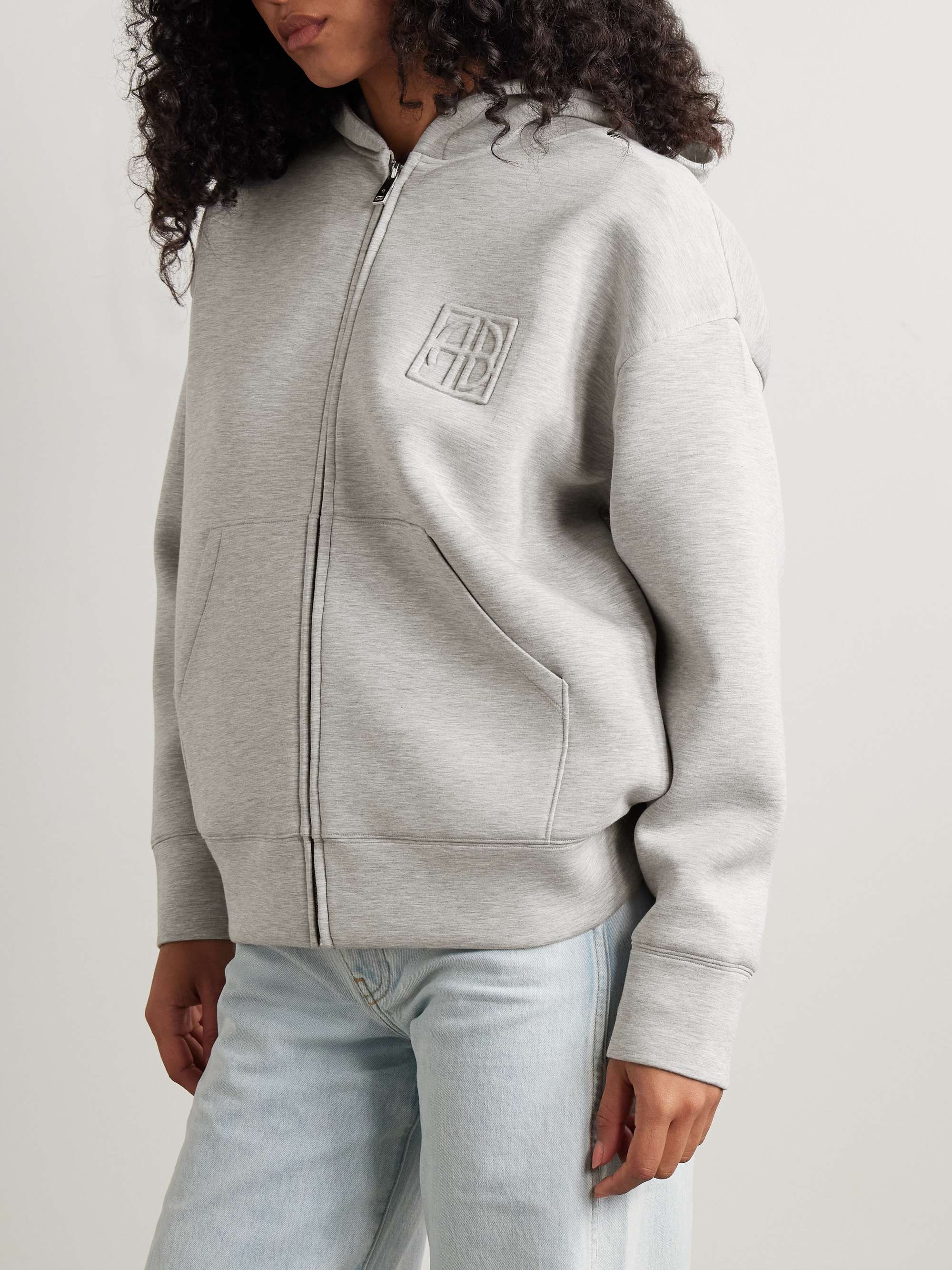 Embossed stretch-jersey hoodie view