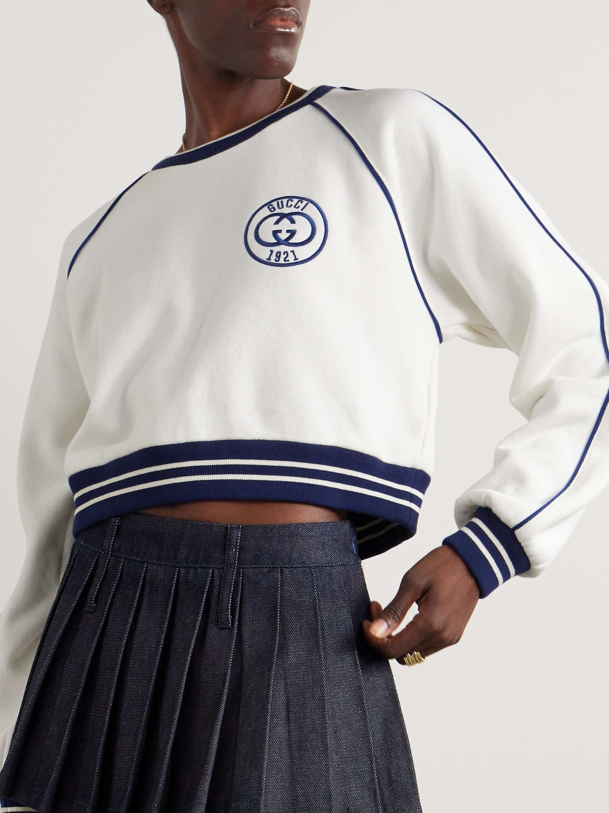 Embroidered striped cotton-jersey sweatshirt view