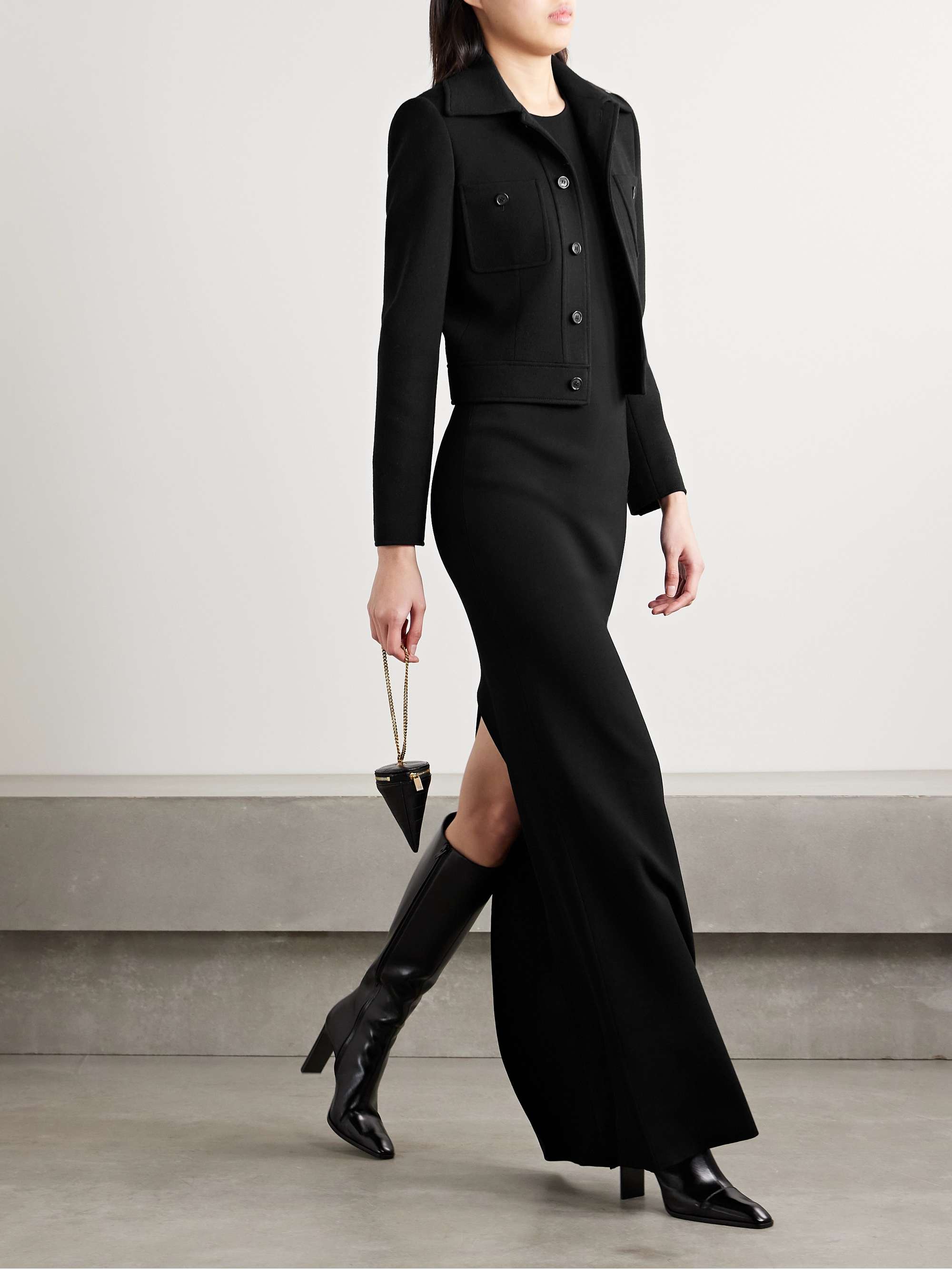Cropped wool-blend jacket view