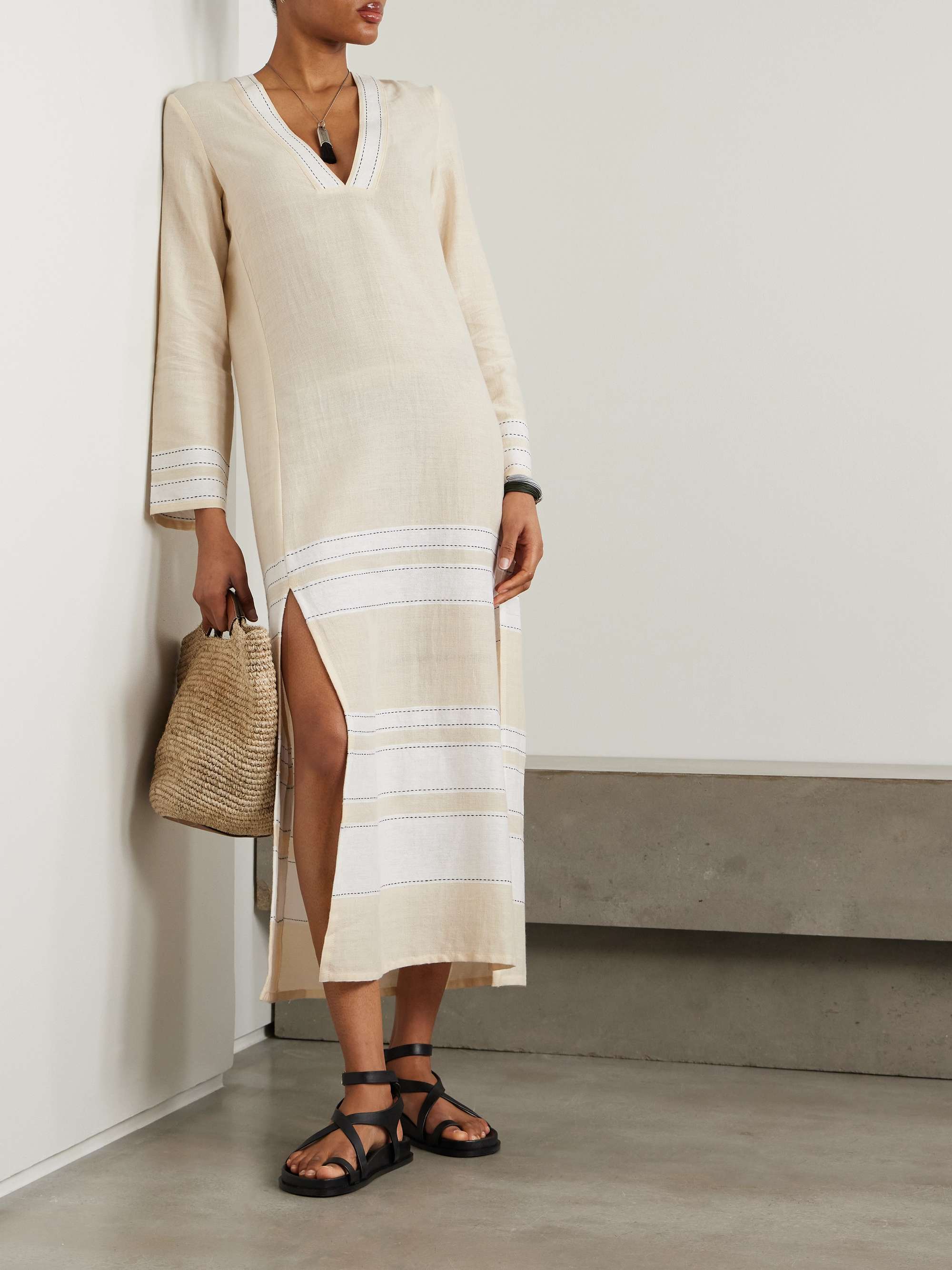 Theodora striped cotton-blend midi dress view