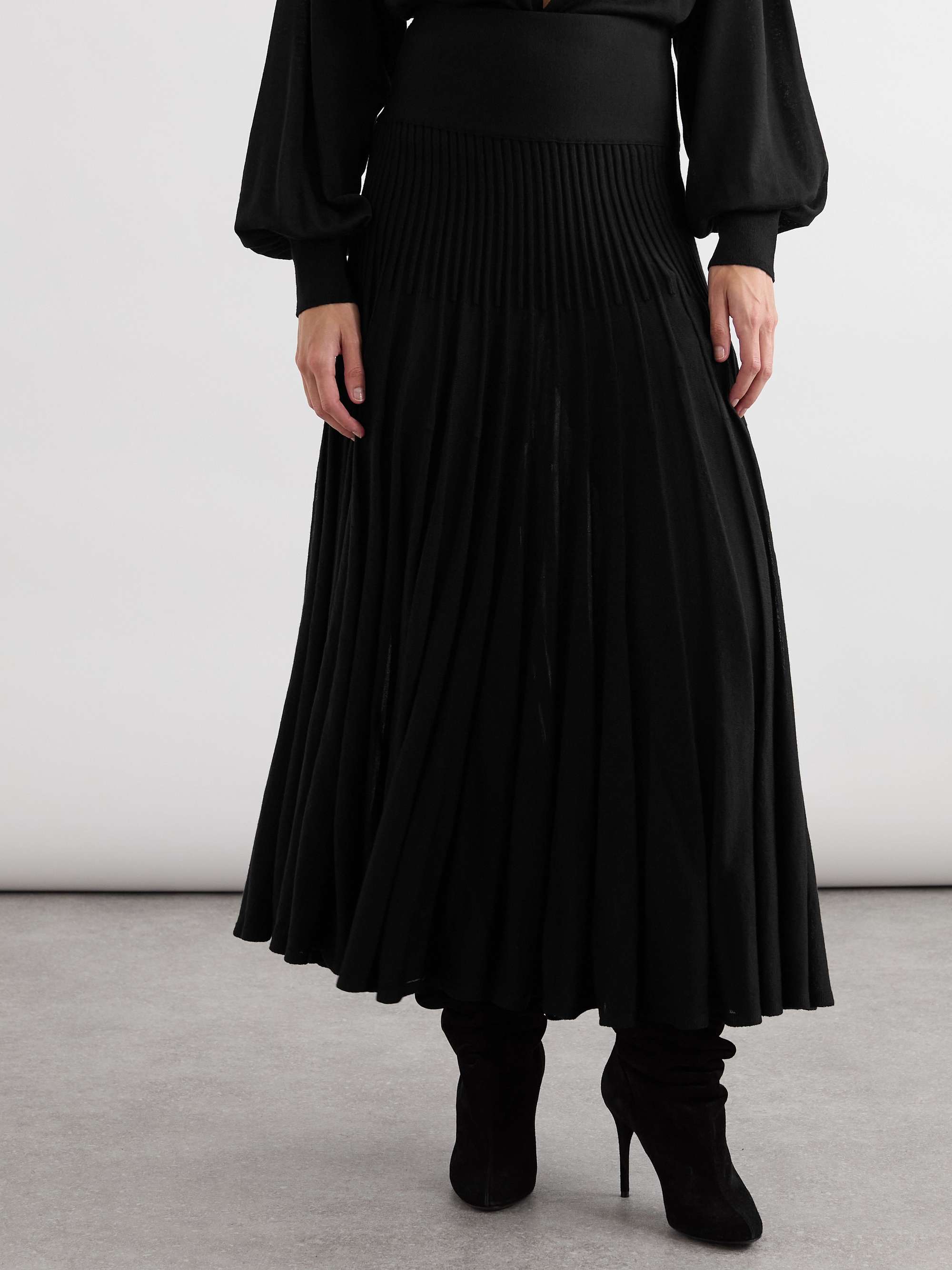Pleated wool midi skirt view