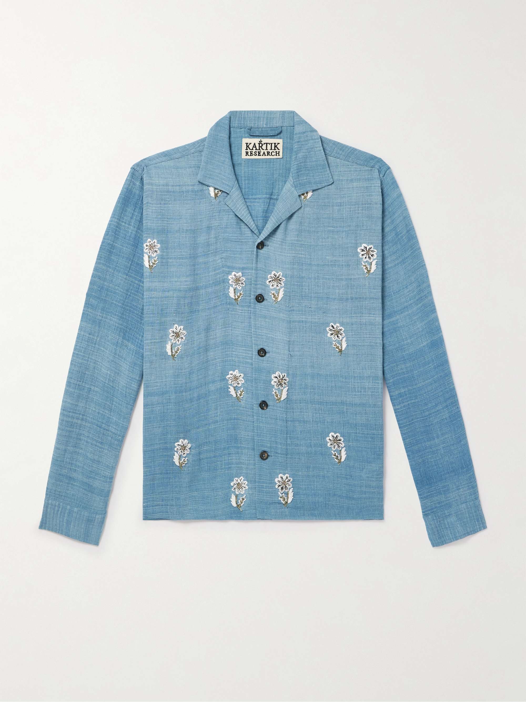 Camp-Collar Embellished Cotton Shirt view