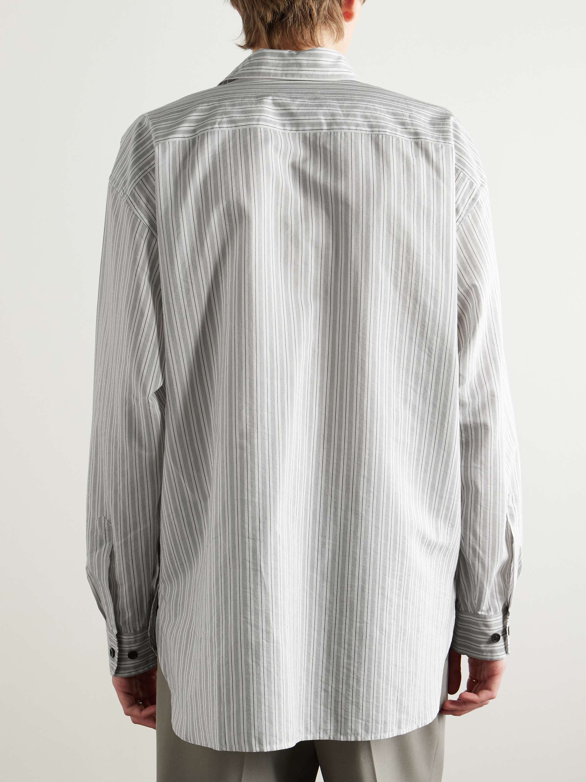 Striped Cotton-Blend Poplin Shirt view