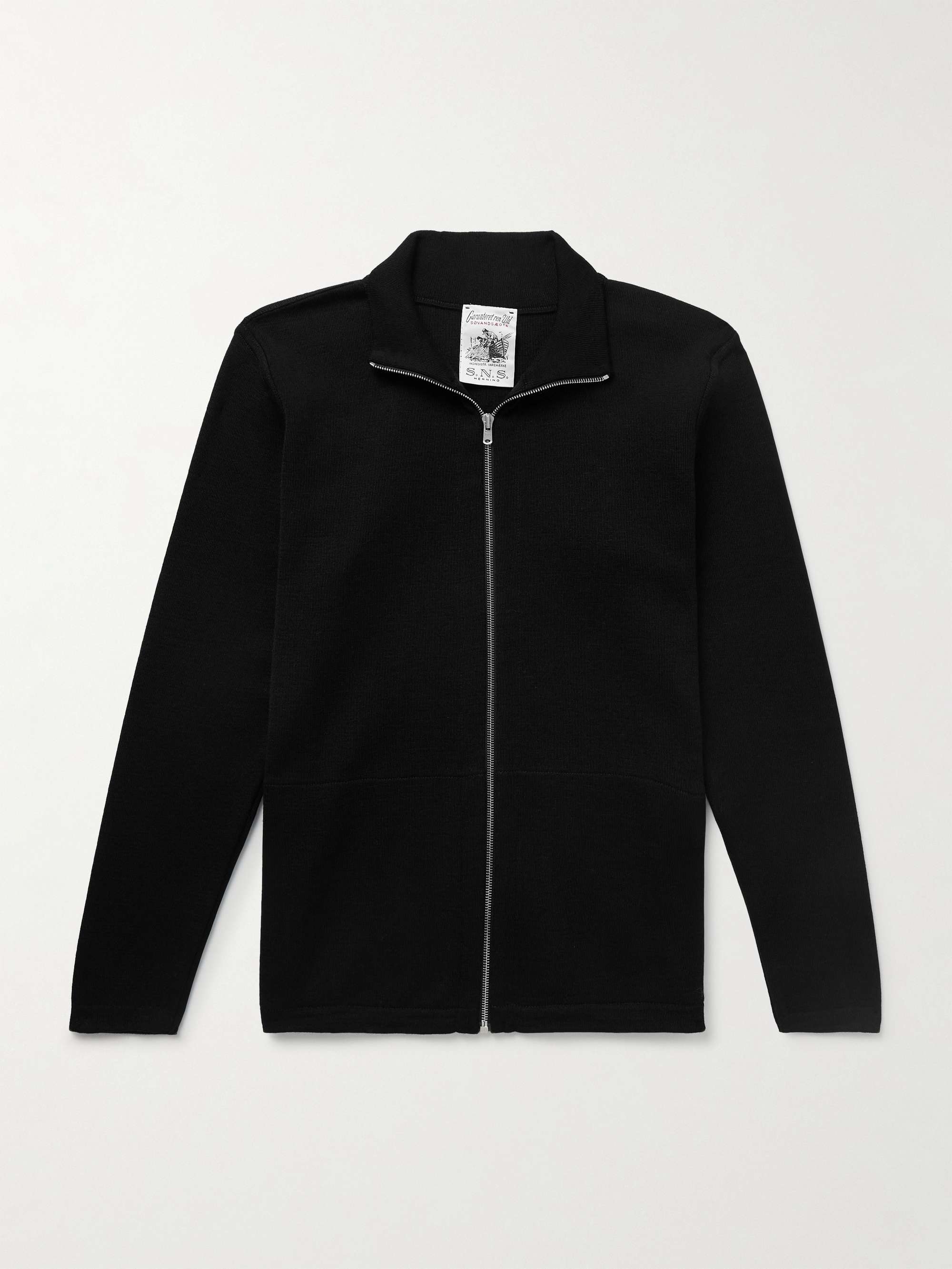Naval Virgin Wool Zip-Up Cardigan view