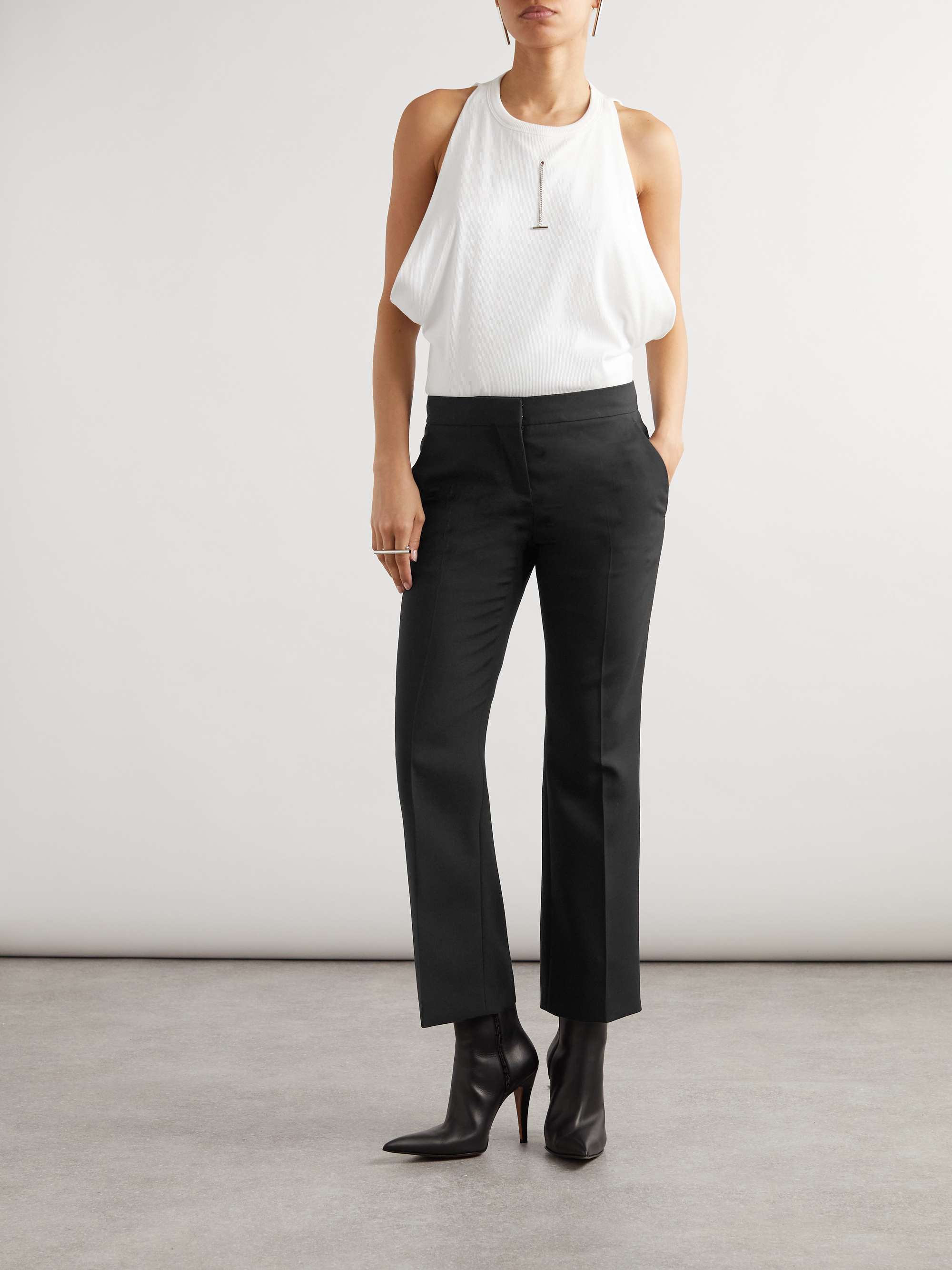 Wool-gabardine cropped flared pants view