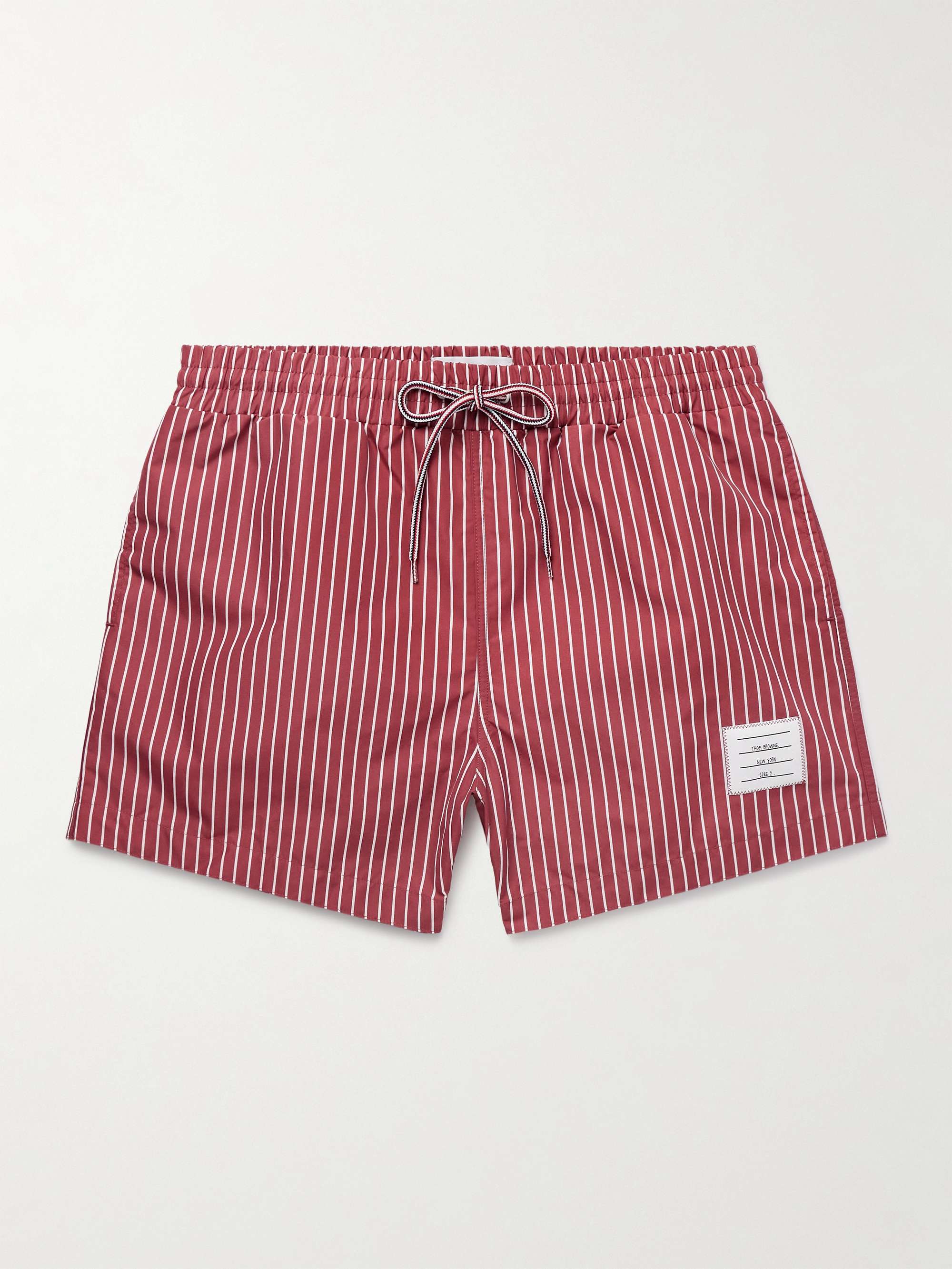 Slim-Fit Short-Length Striped Swim Shorts view
