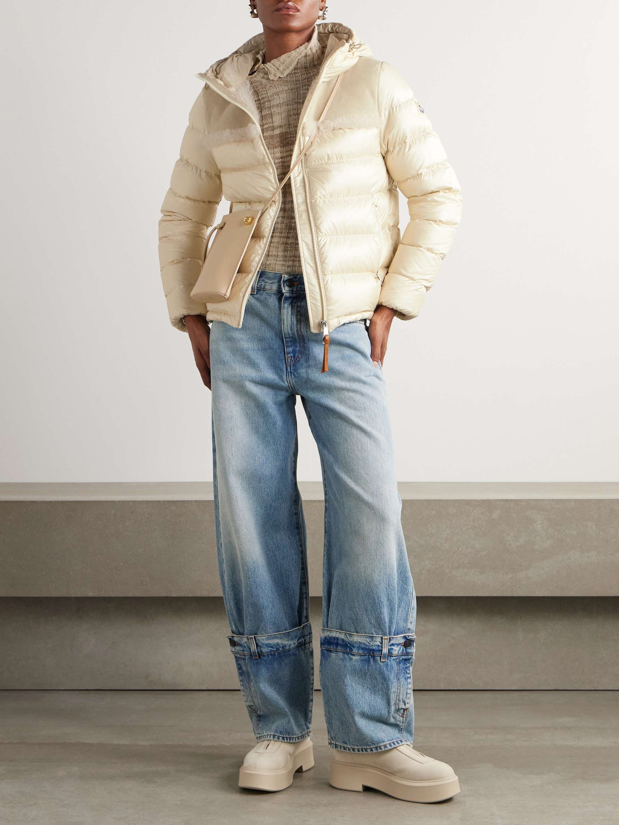 Beauvais shearling-paneled quilted shell hooded down jacket view