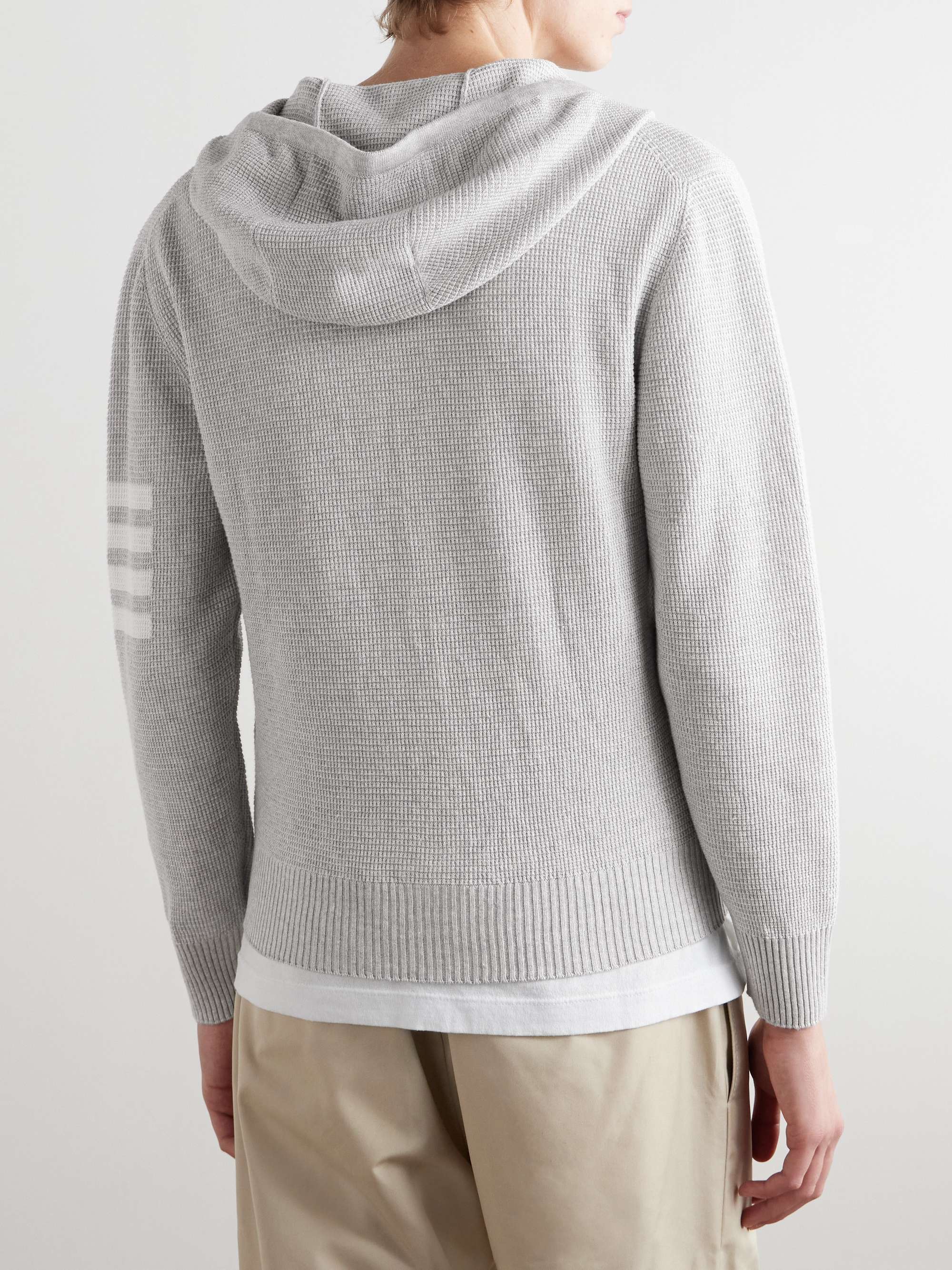 Intarsia-Knit Striped Textured Linen and Cotton-Blend Zip-Up Hoodie view