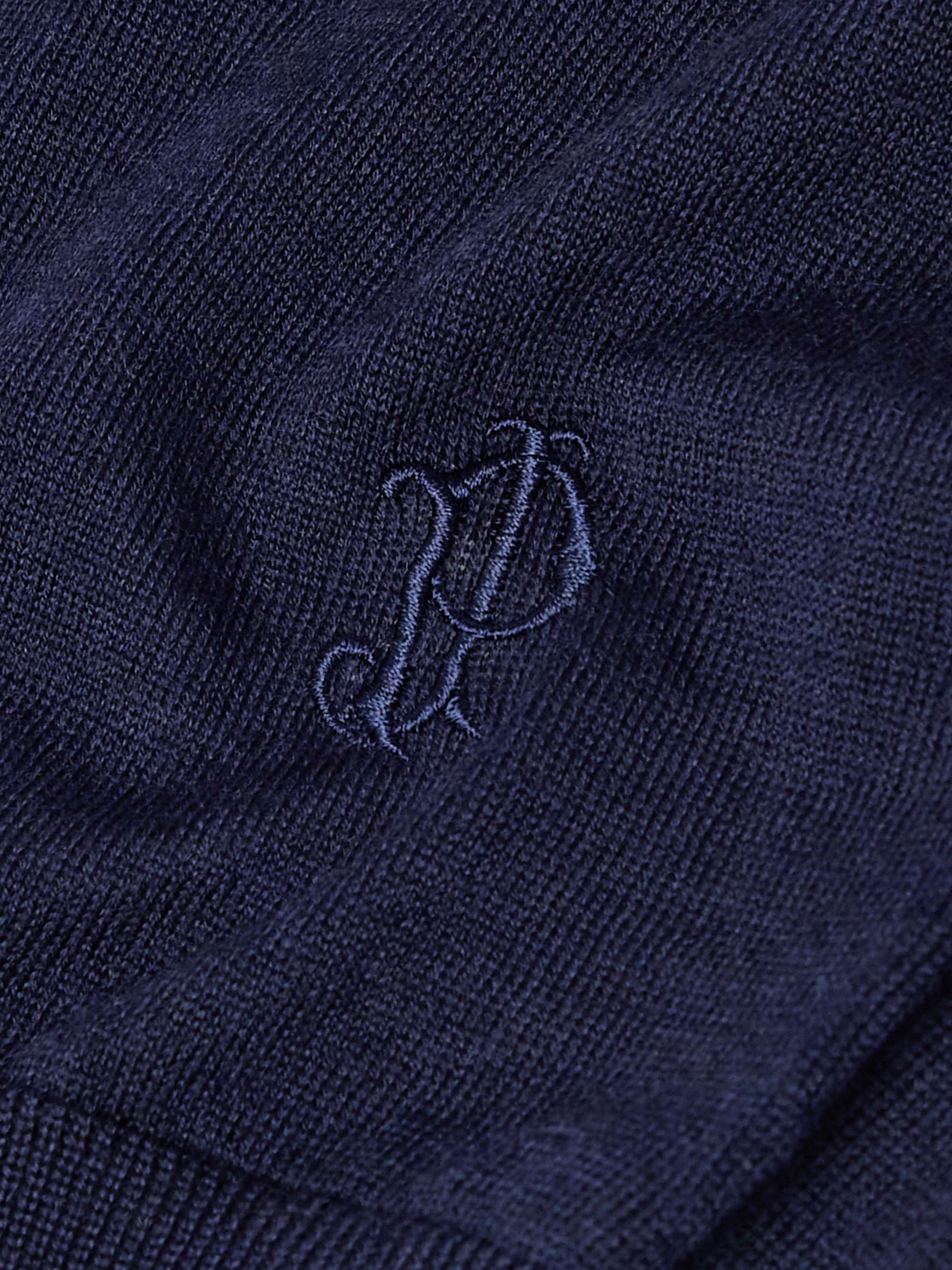 Logo-Embroidered Merino Wool Polo Shirt view