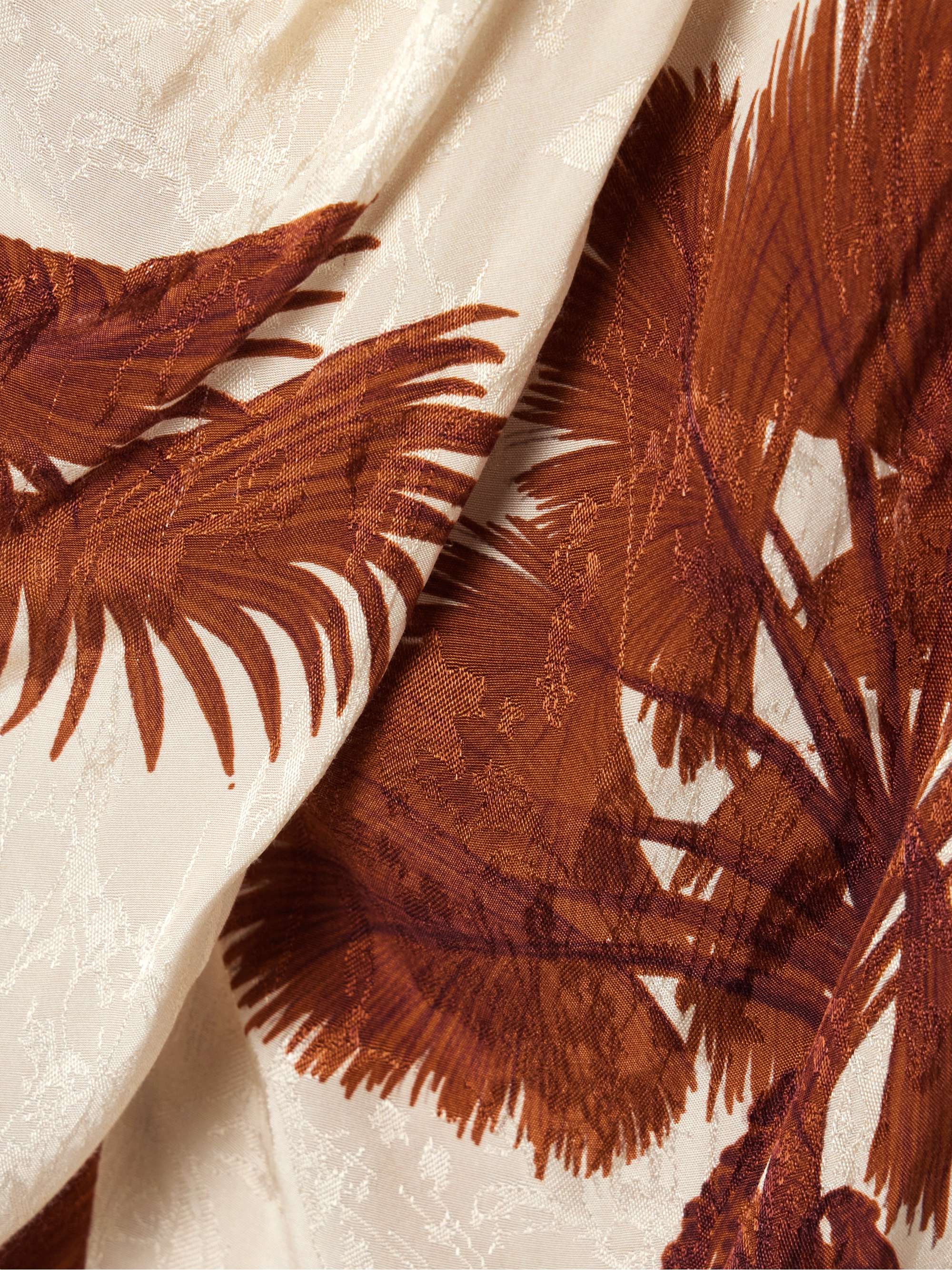 Island Stories open-back draped printed satin-jacquard top view