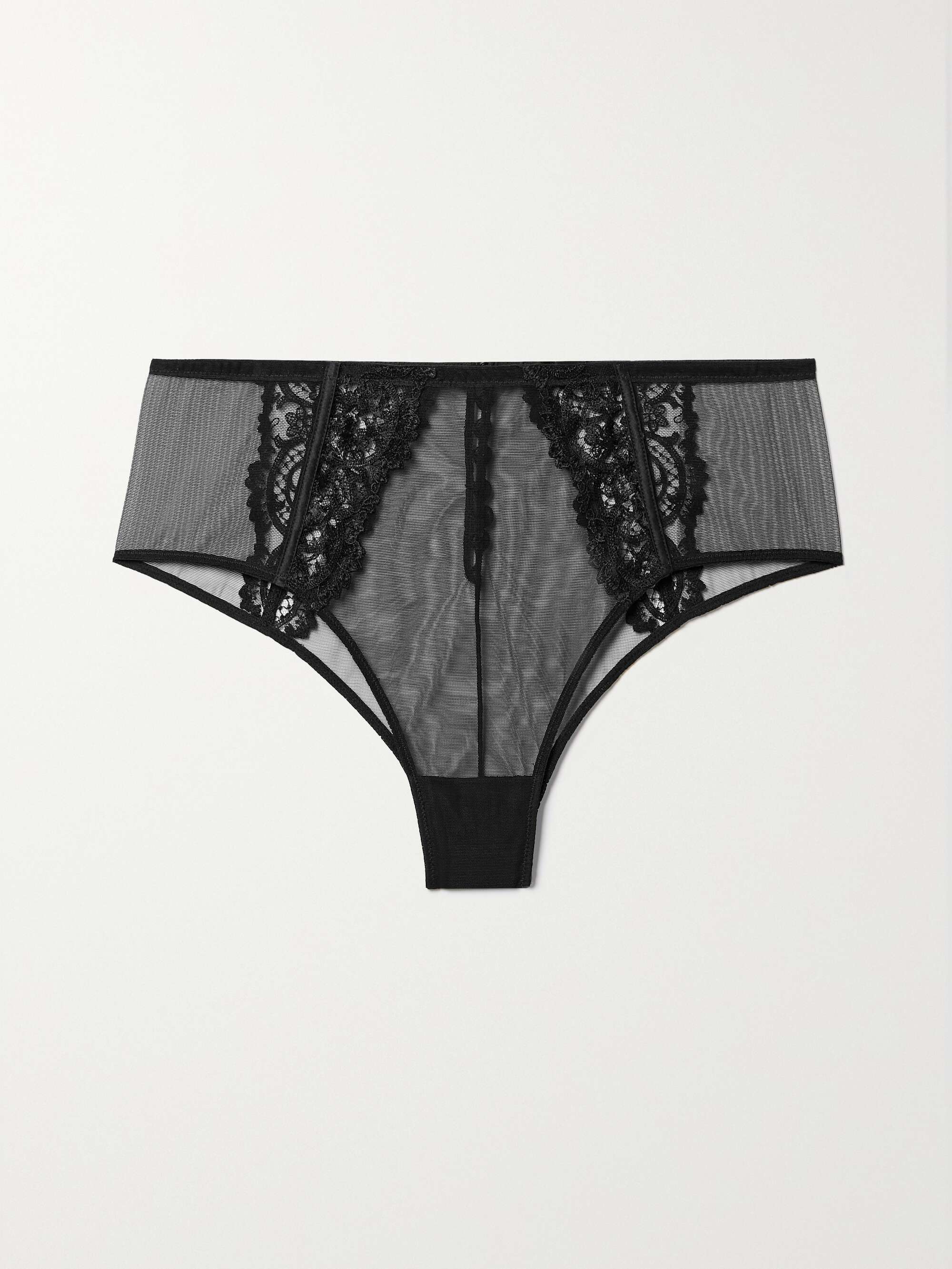 Juliette silk-blend satin-trimmed embroidered tulle briefs view