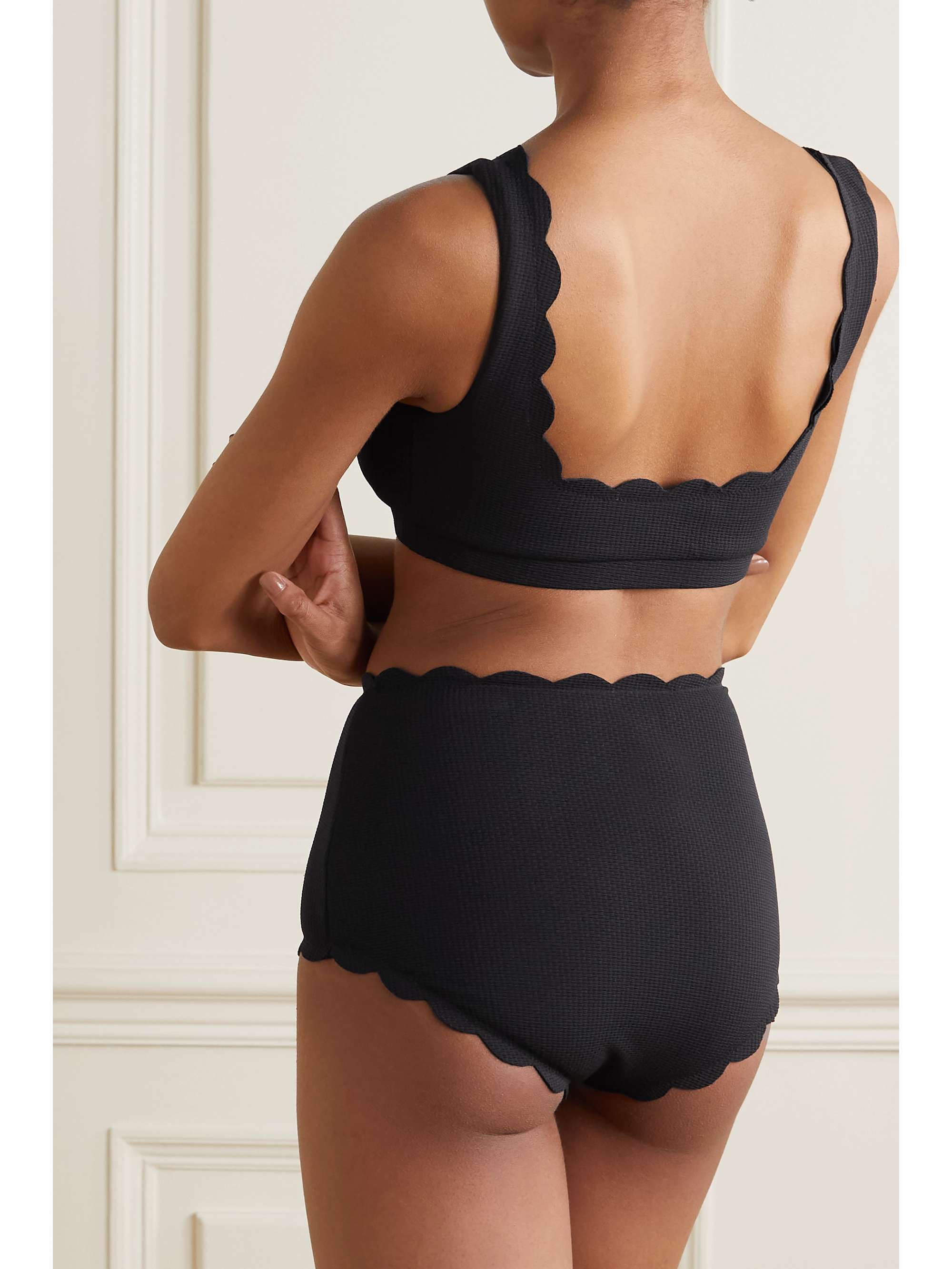 Santa Monica scalloped recycled-seersucker bikini briefs view