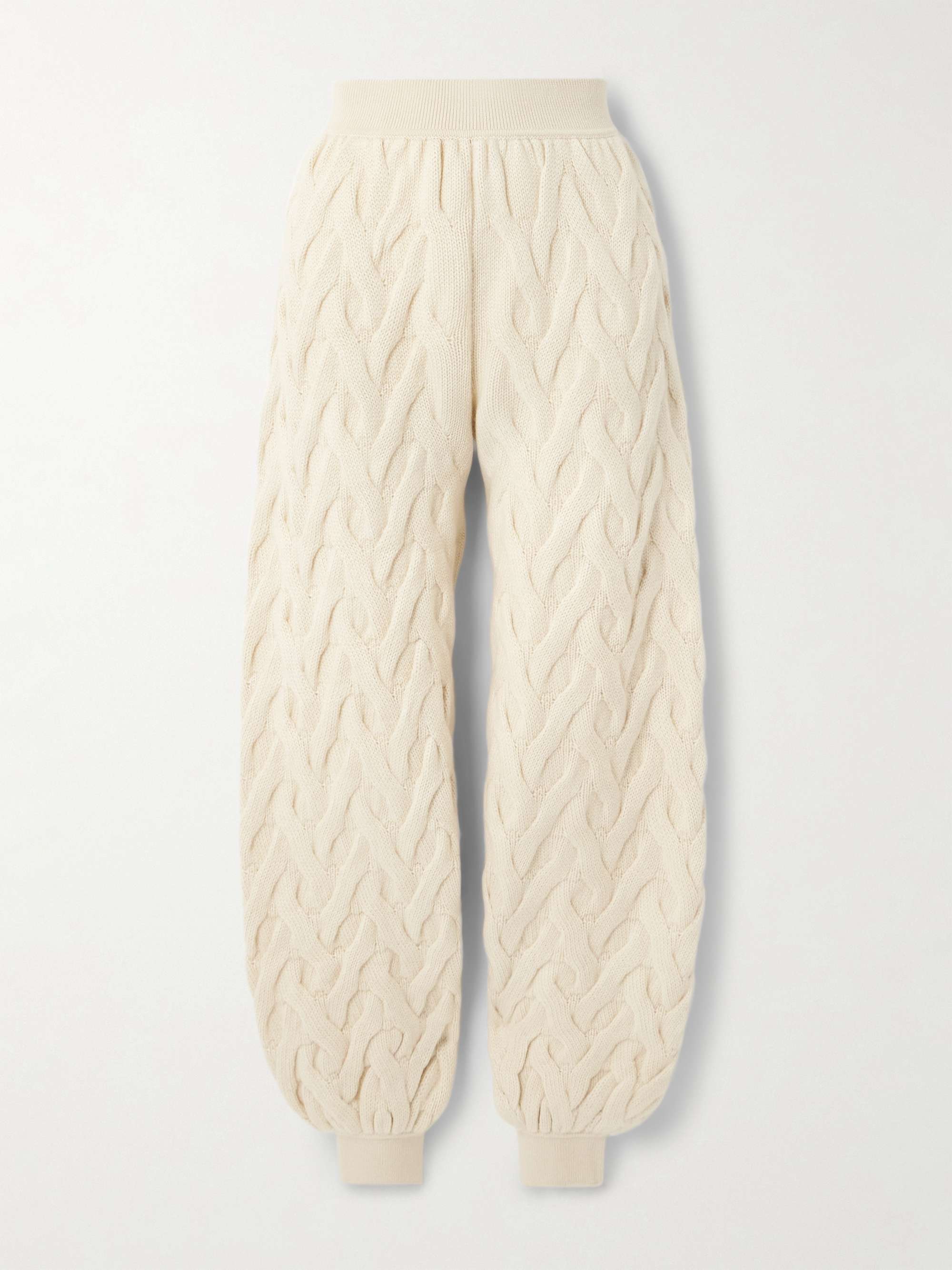 Cable-knit cashmere tapered track pants view