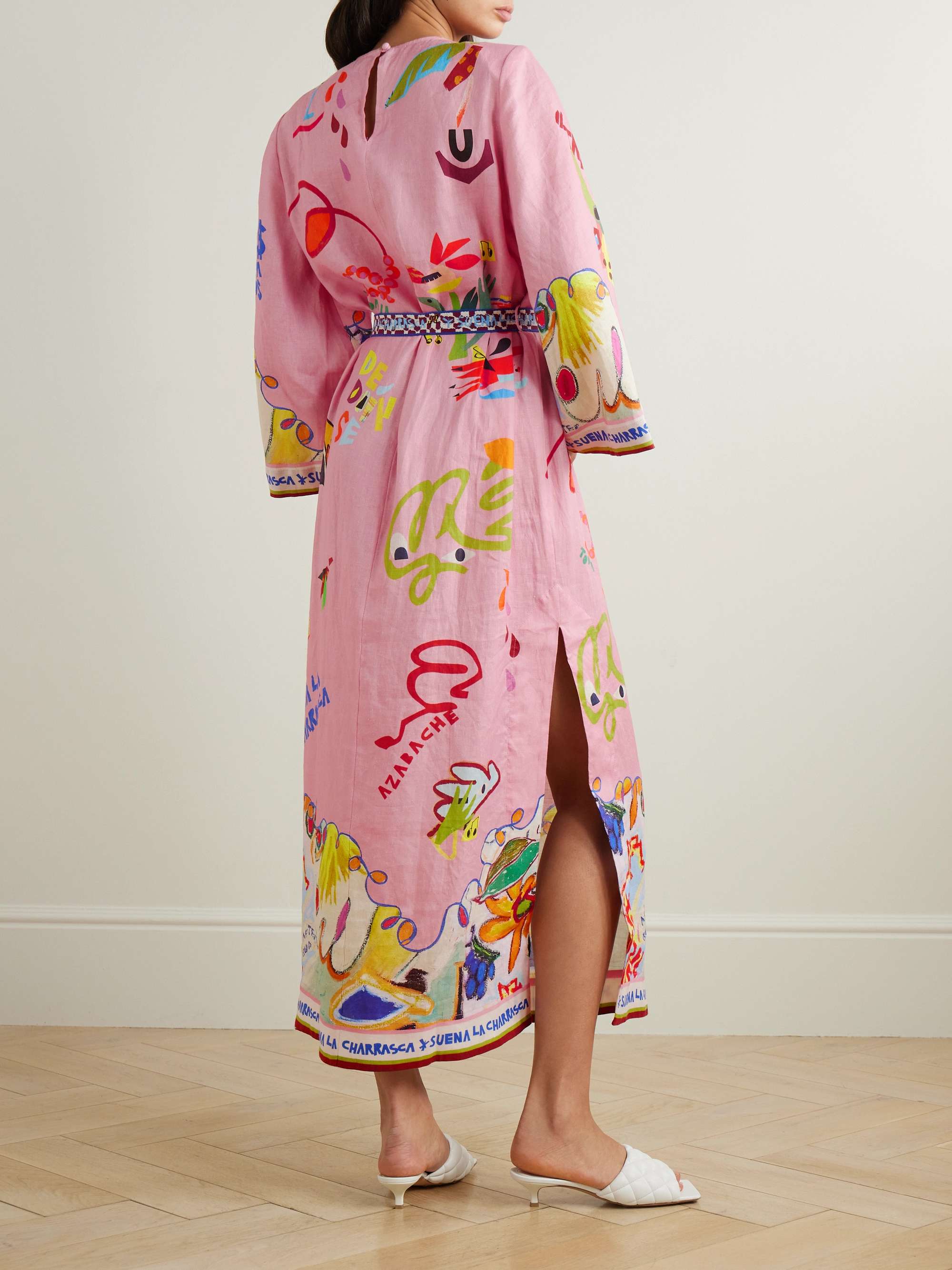 + Nadia Hernández La Charrasca belted printed linen midi dress view