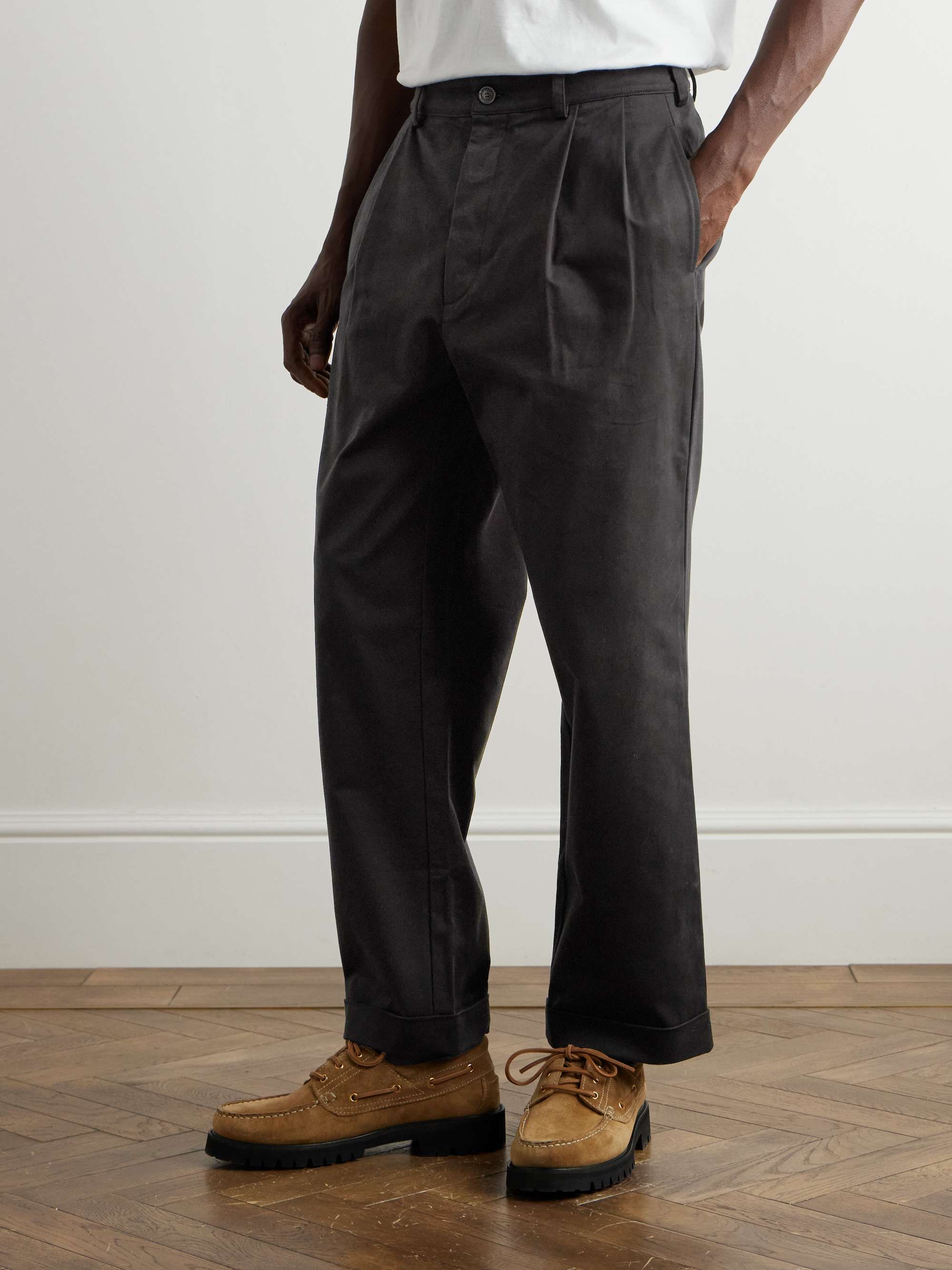 Marinaio Straight-Leg Pleated Cotton-Twill Chinos view