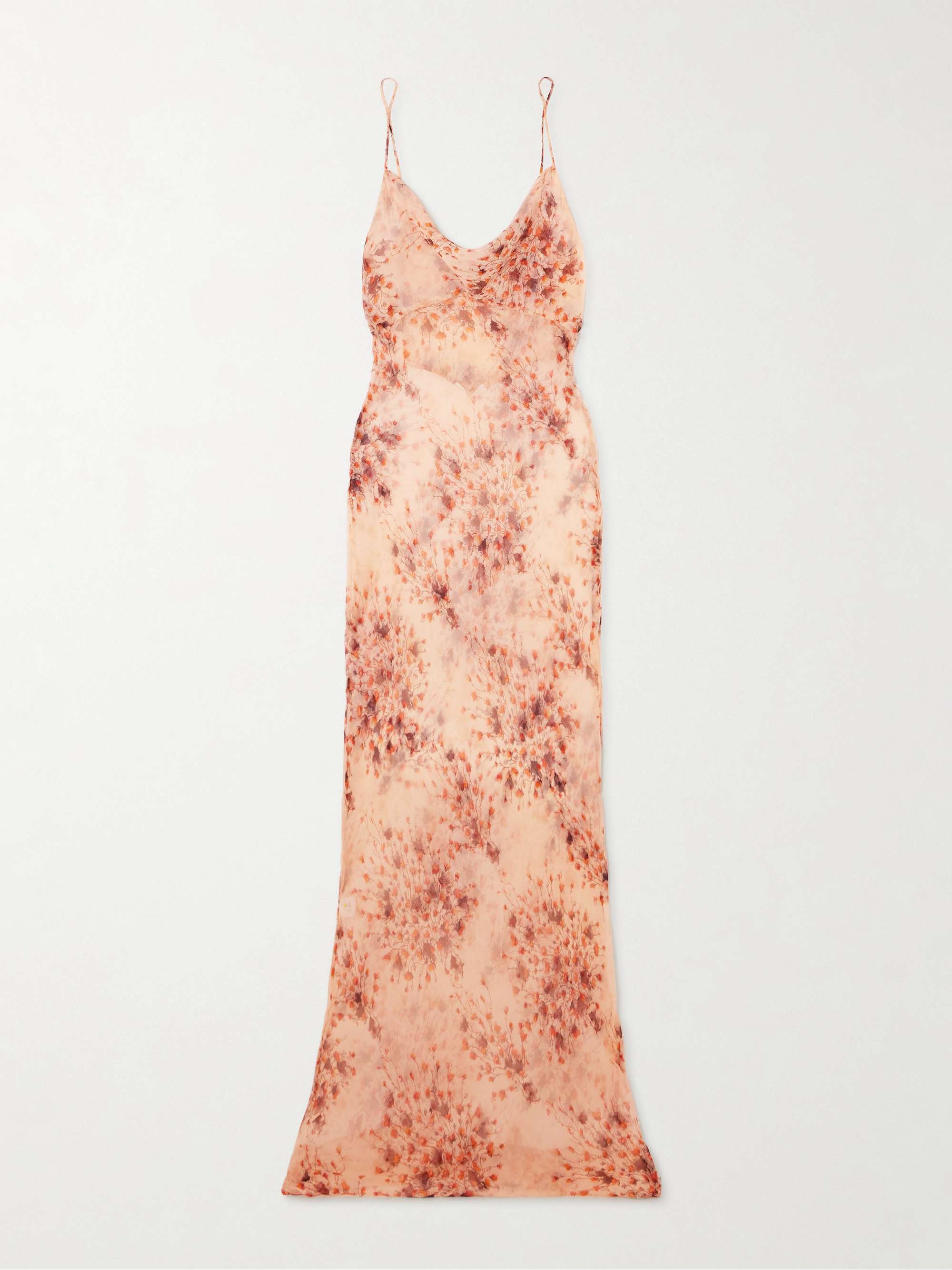 Midsummer Breeze draped floral-print silk-chiffon maxi dress view