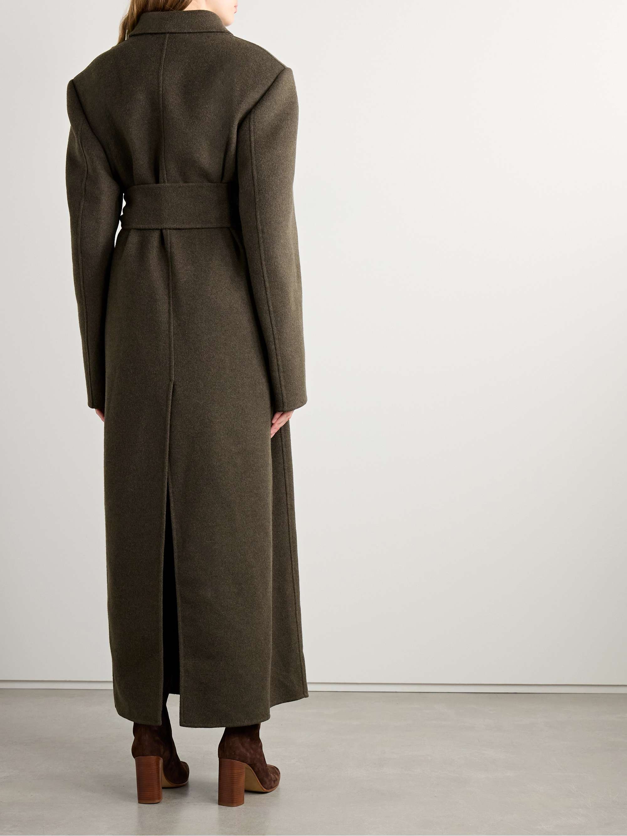 Lea belted wool-felt coat view