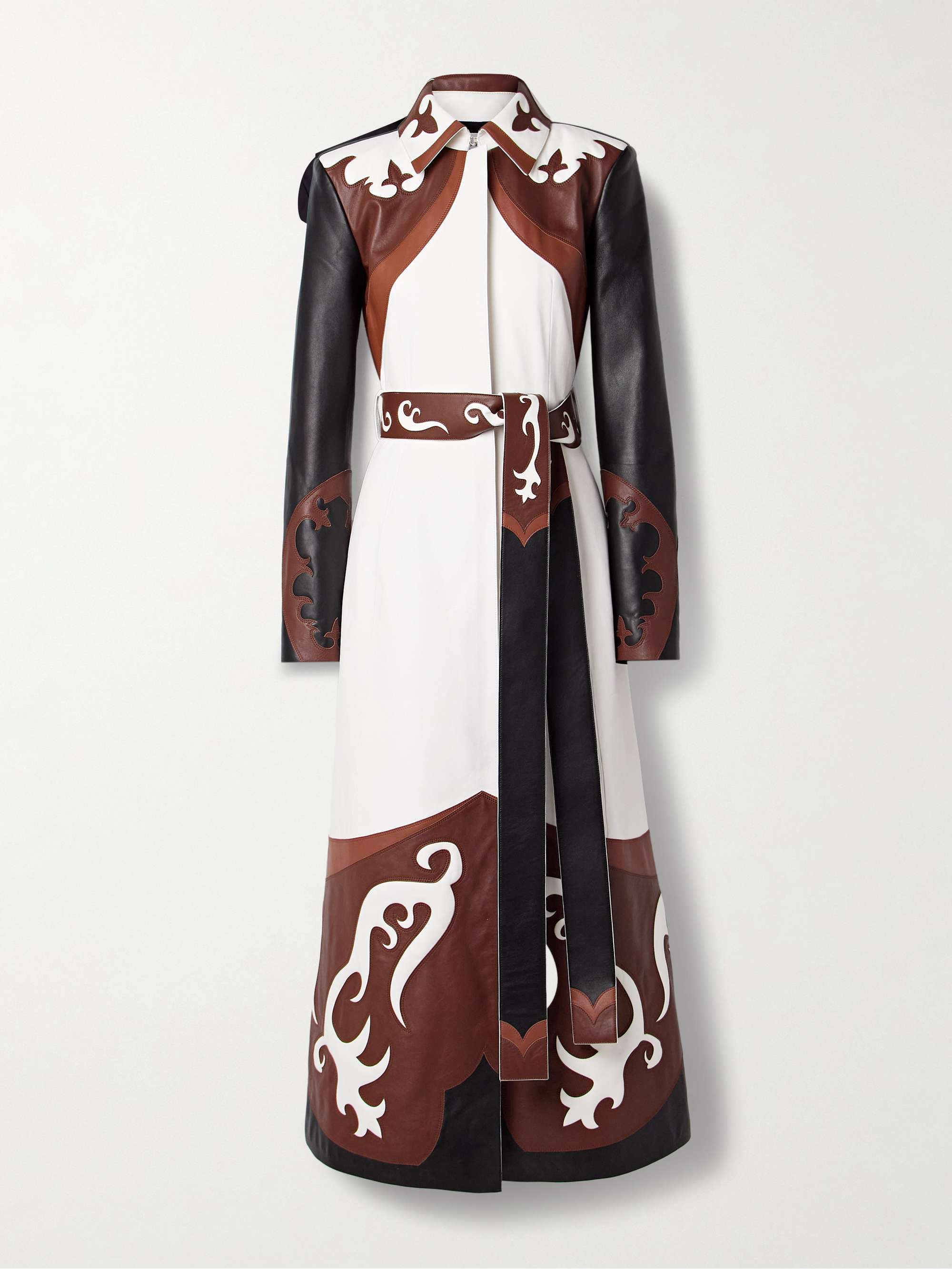 Jemme belted color-block leather coat view