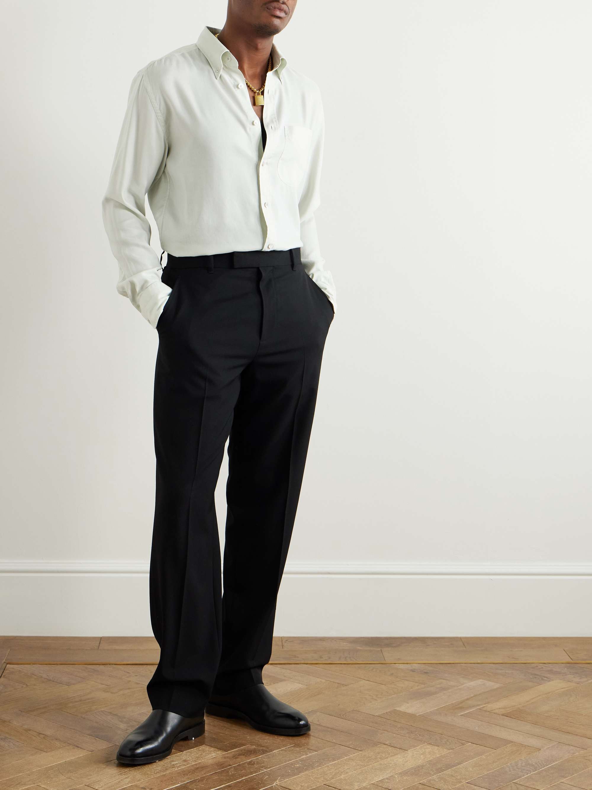 Button-Down Collar Garment-Dyed Lyocell Shirt view