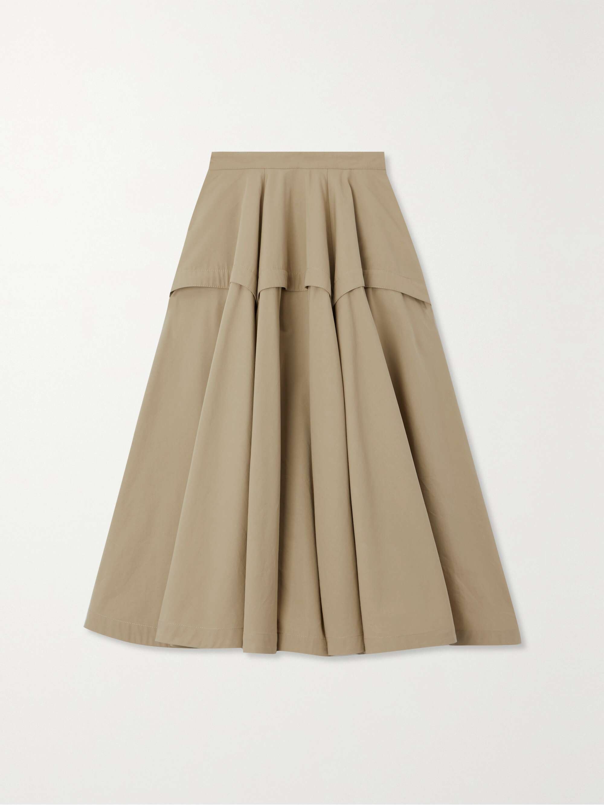 Layered pleated cotton-poplin midi skirt view