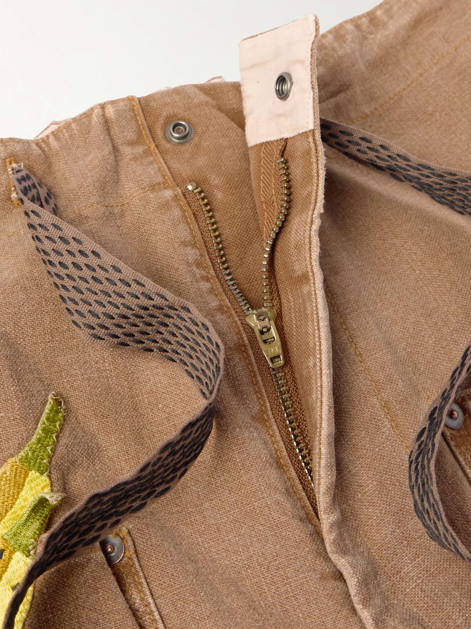 Wide-Leg Appliquéd Distressed Panelled Jeans view